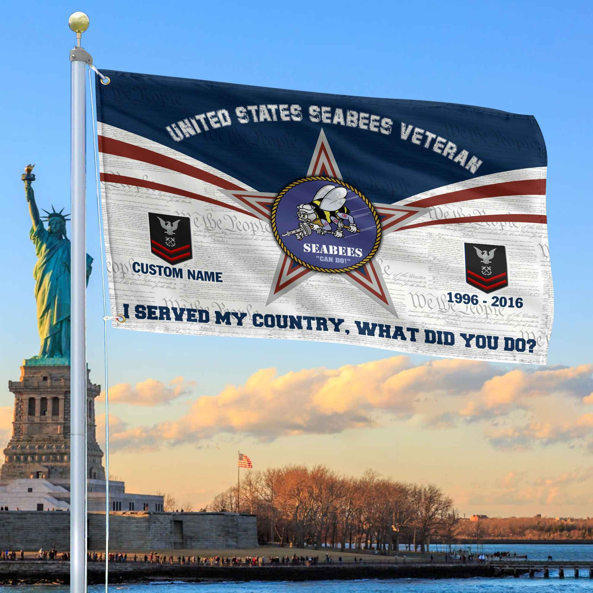 Premium Custom US Seabees Grommet Flag VPVC105809, Gifts For Seabees Veteran, Best Gifts On Father’s Day, Armed Forces Day, Independence Day, Veterans Day