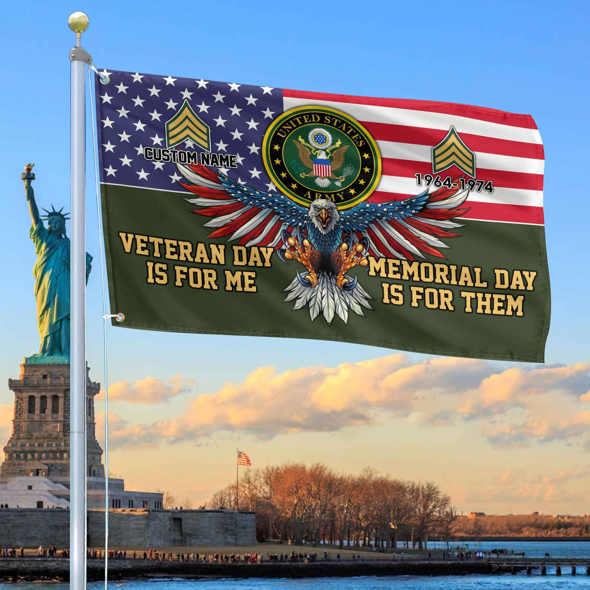 US Army Custom Grommet Flag VPVC106801, Gifts For Army Veteran, Best Gifts On Father’s Day, Armed Forces Day, Independence Day, Veterans Day