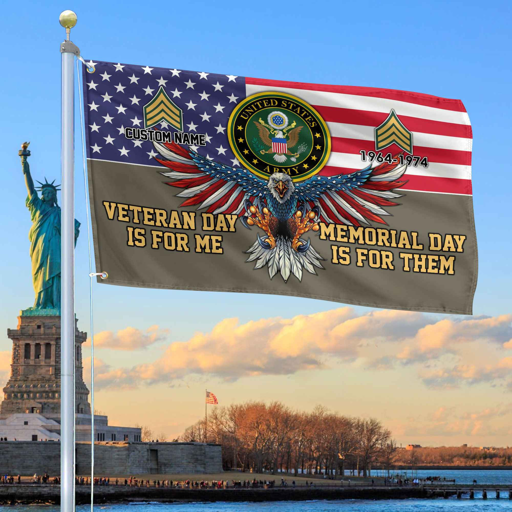 US Army Custom Grommet Flag VPVC106810, Gifts For Army Veteran, Best Gifts On Father’s Day, Armed Forces Day, Independence Day, Veterans Day