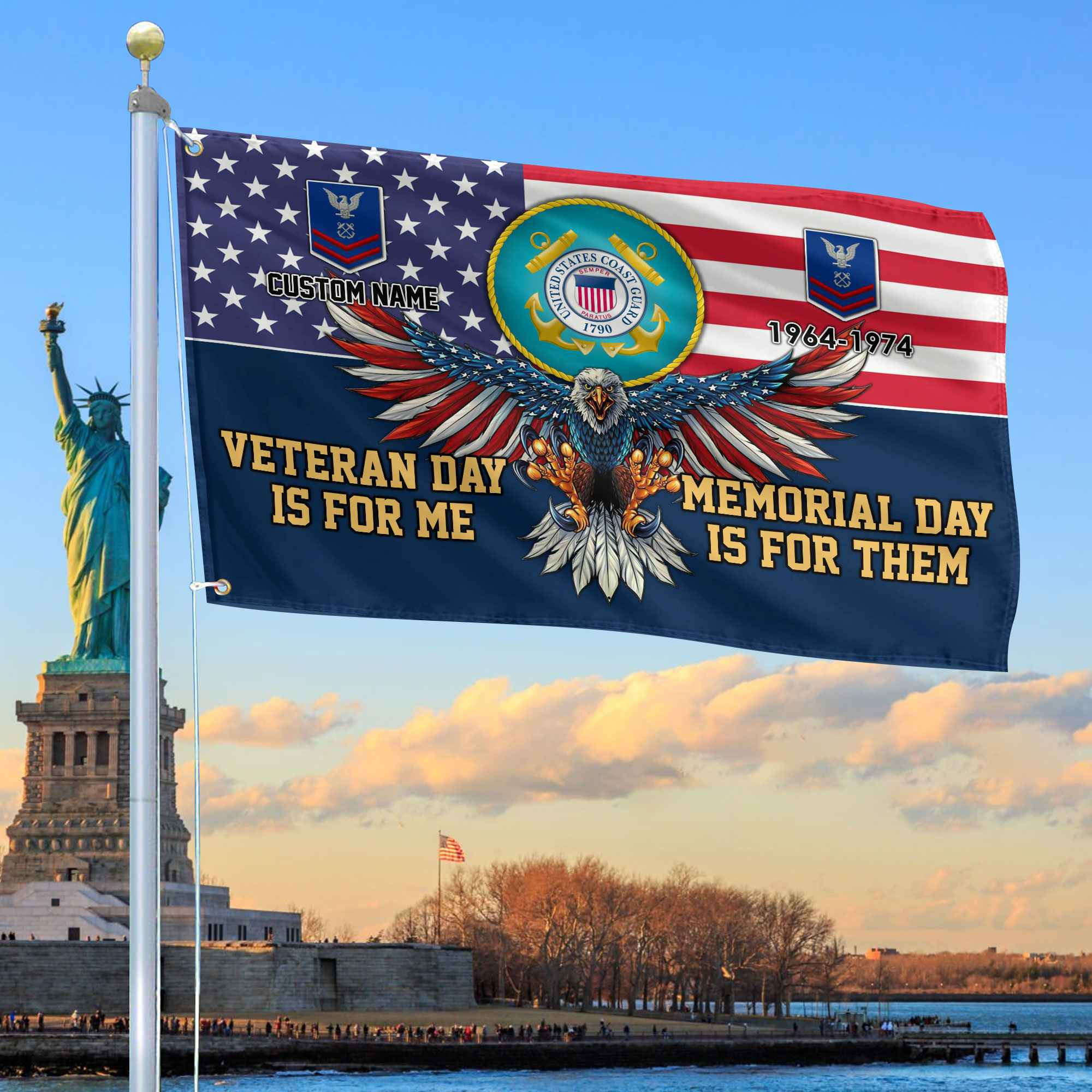 USCG Custom Grommet Flag VPVC106805, Gifts For Coast Guard Veteran, Best Gifts On Father’s Day, Armed Forces Day, Independence Day, Veterans Day