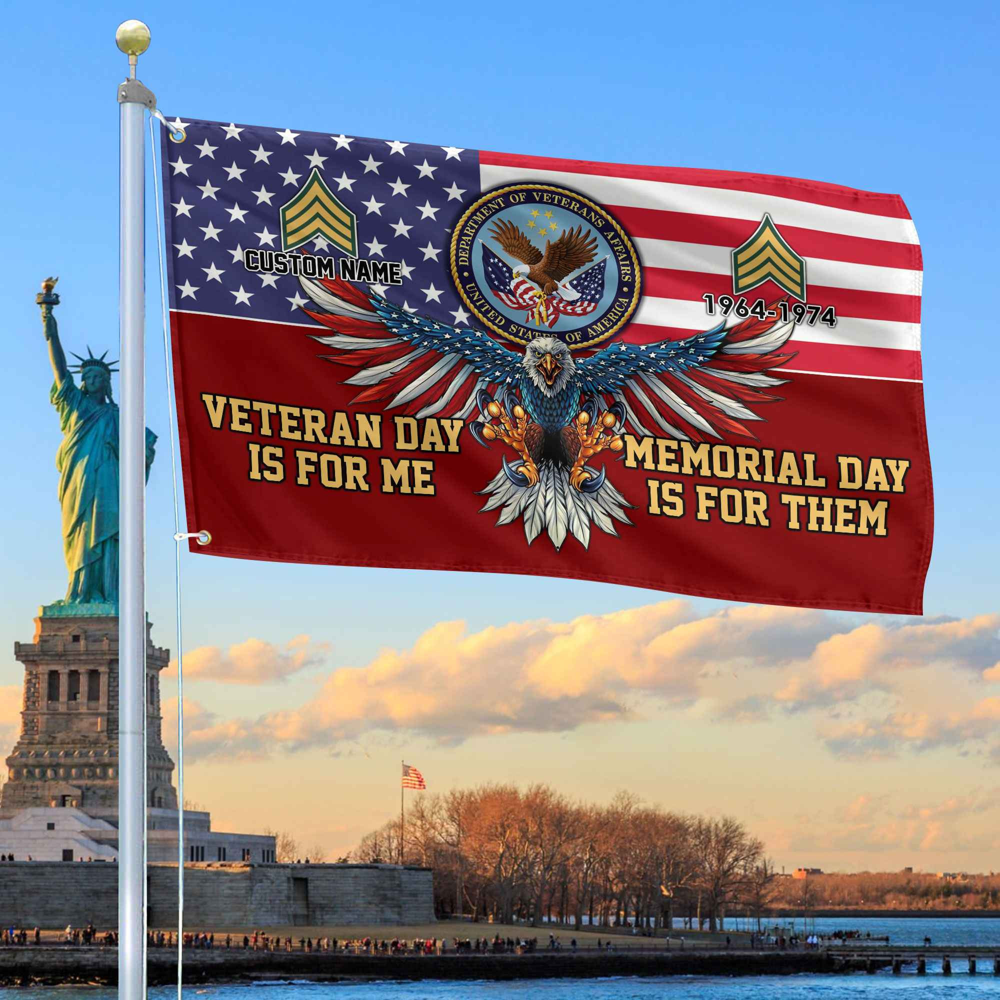 US Veteran Custom Grommet Flag VPVC106807, Gifts For US Veteran, Best Gifts On Father’s Day, Armed Forces Day, Independence Day, Veterans Day