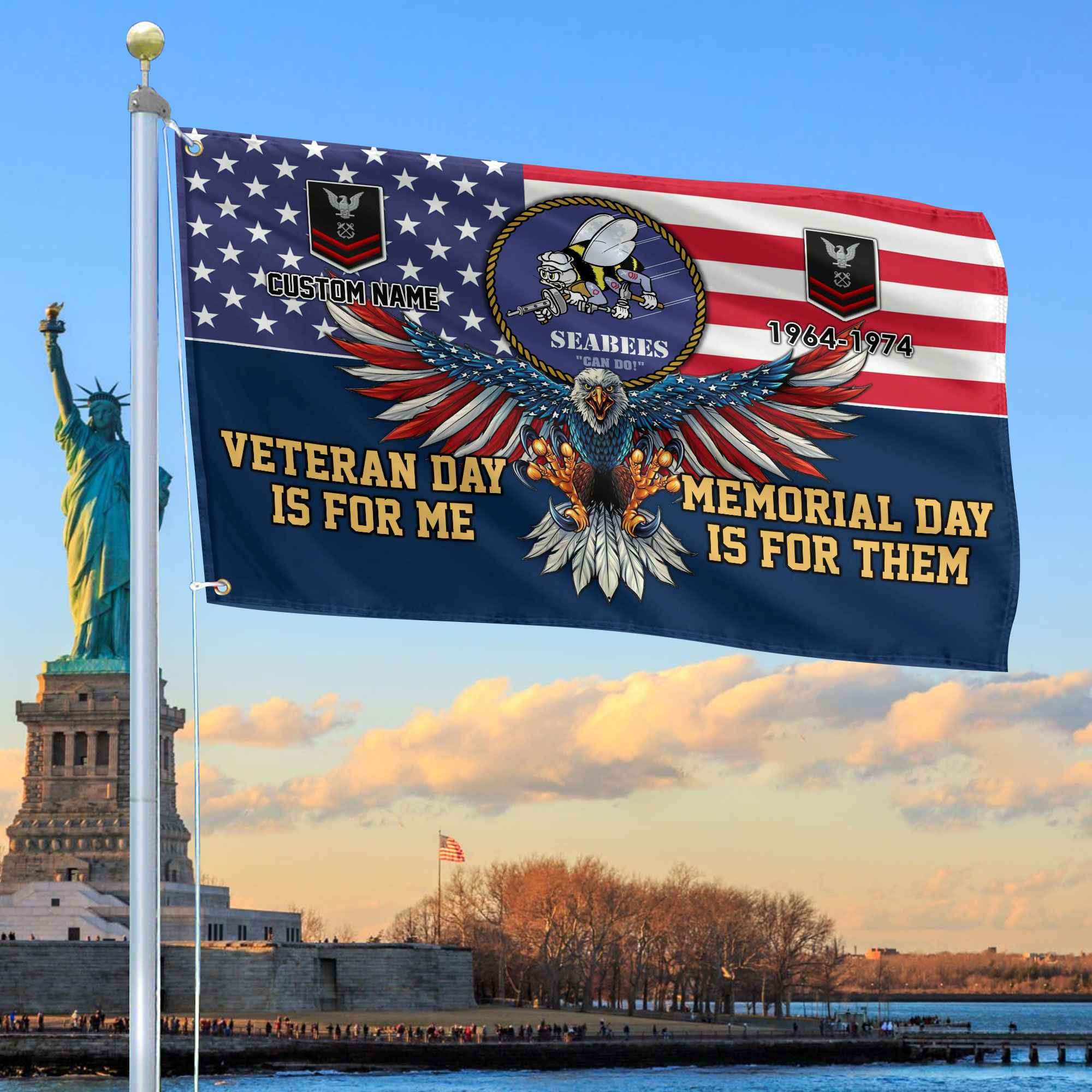 US Seabees Custom Grommet Flag VPVC106809, Gifts For Seabees Veteran, Best Gifts On Father’s Day, Armed Forces Day, Independence Day, Veterans Day