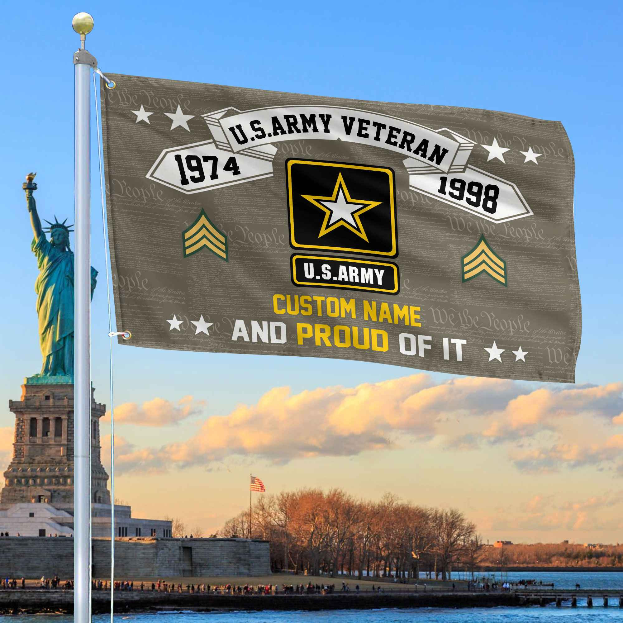 Unique Custom Name, Rank, Year US Army Grommet Flag VPVC107010, Gifts For Army Veteran, Gifts For Dad, For Husband, Best Gifts On Father’s Day, Independence Day, Veterans Day