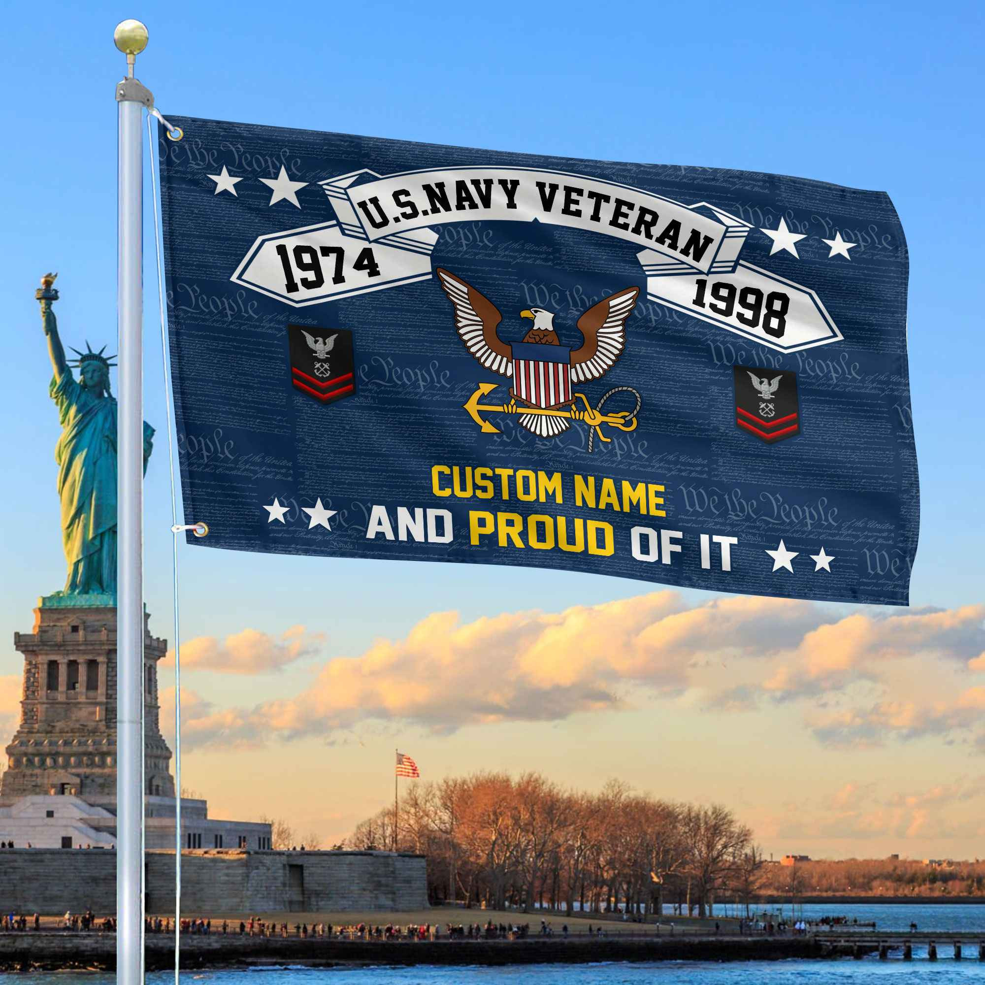 Unique Custom Name, Rank, Year US Navy Grommet Flag VPVC107002, Gifts For Navy Veteran, Gifts For Dad, For Husband, Best Gifts On Father’s Day, Independence Day, Veterans Day