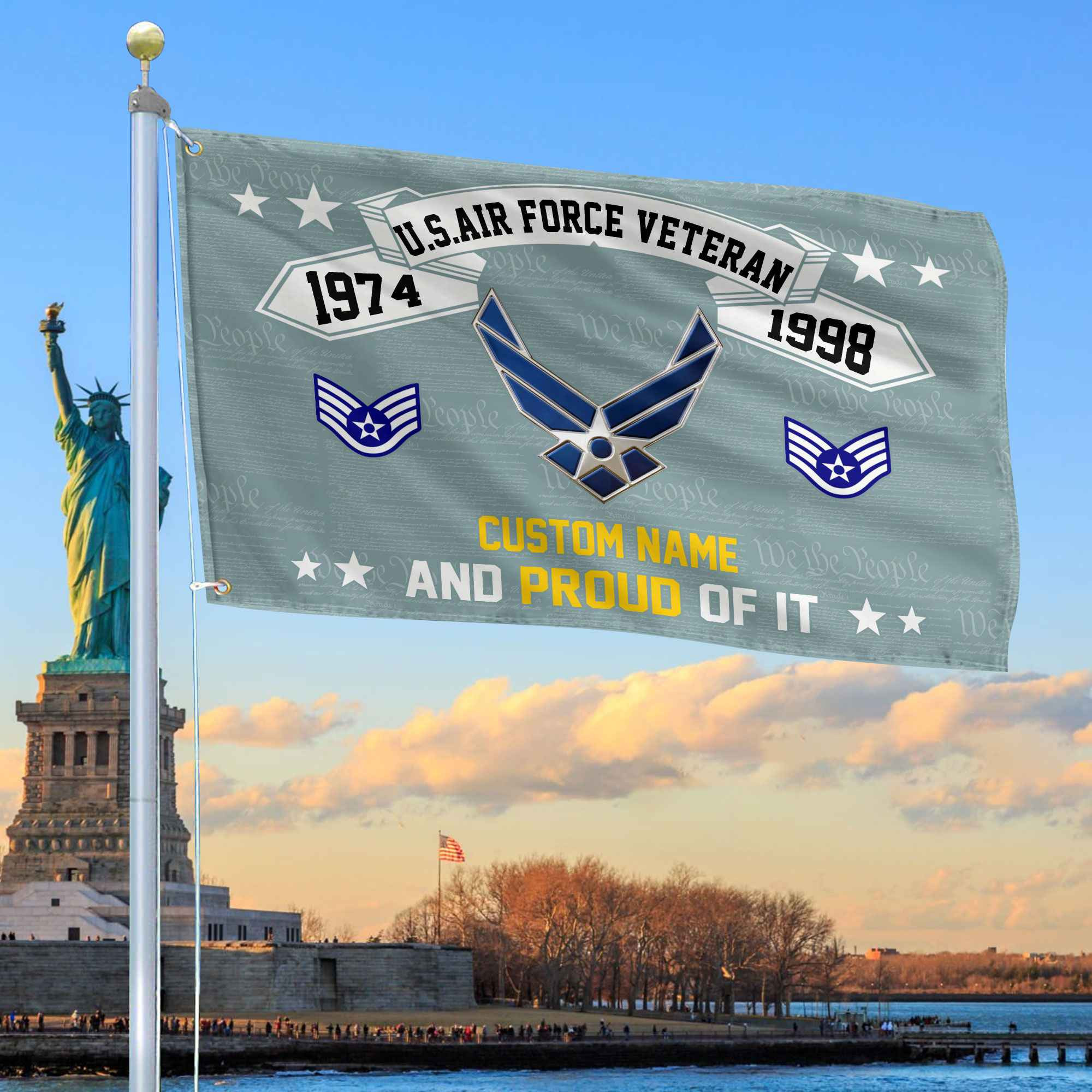 Unique Custom Name, Rank, Year USAF Grommet Flag VPVC107004, Gifts For Airforce Veteran, Gifts For Dad, For Husband, Best Gifts On Father’s Day, Independence Day, Veterans Day