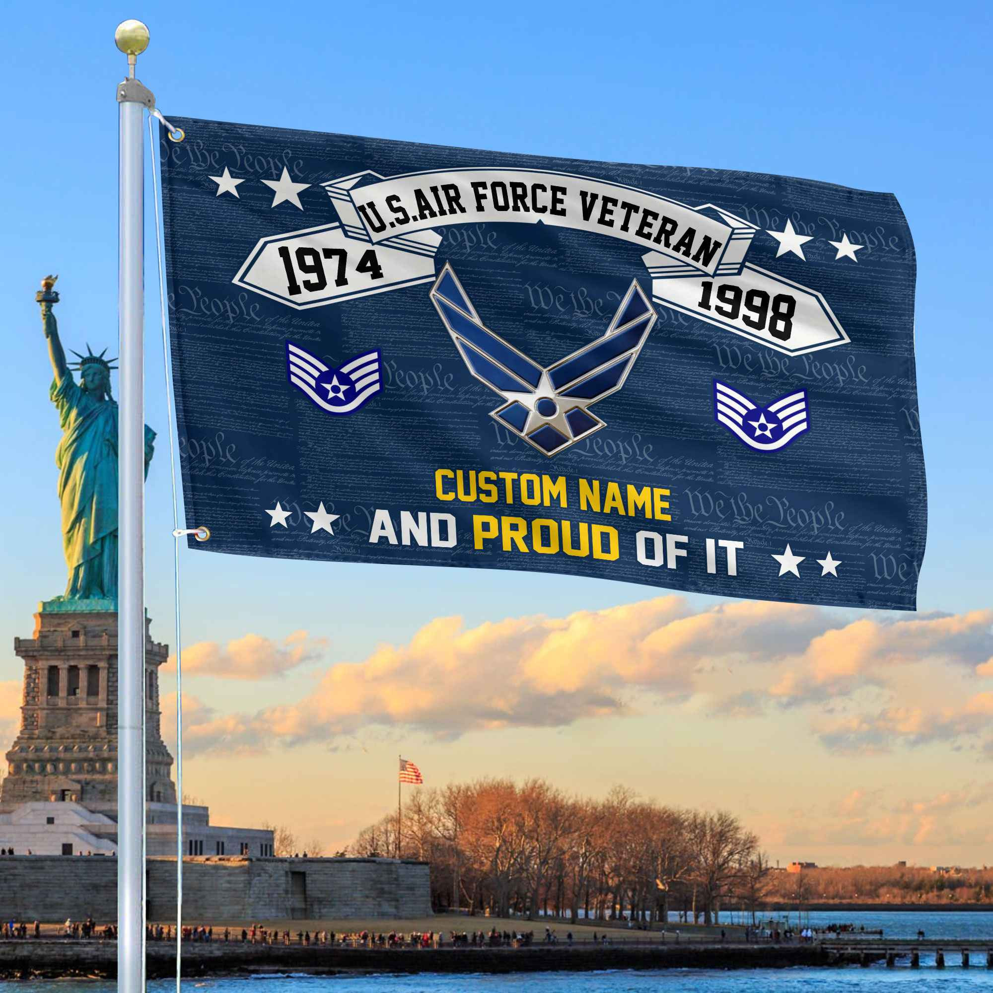 Unique Custom Name, Rank, Year USAF Grommet Flag VPVC107012, Gifts For Airforce Veteran, Gifts For Dad, For Husband, Best Gifts On Father’s Day, Independence Day, Veterans Day