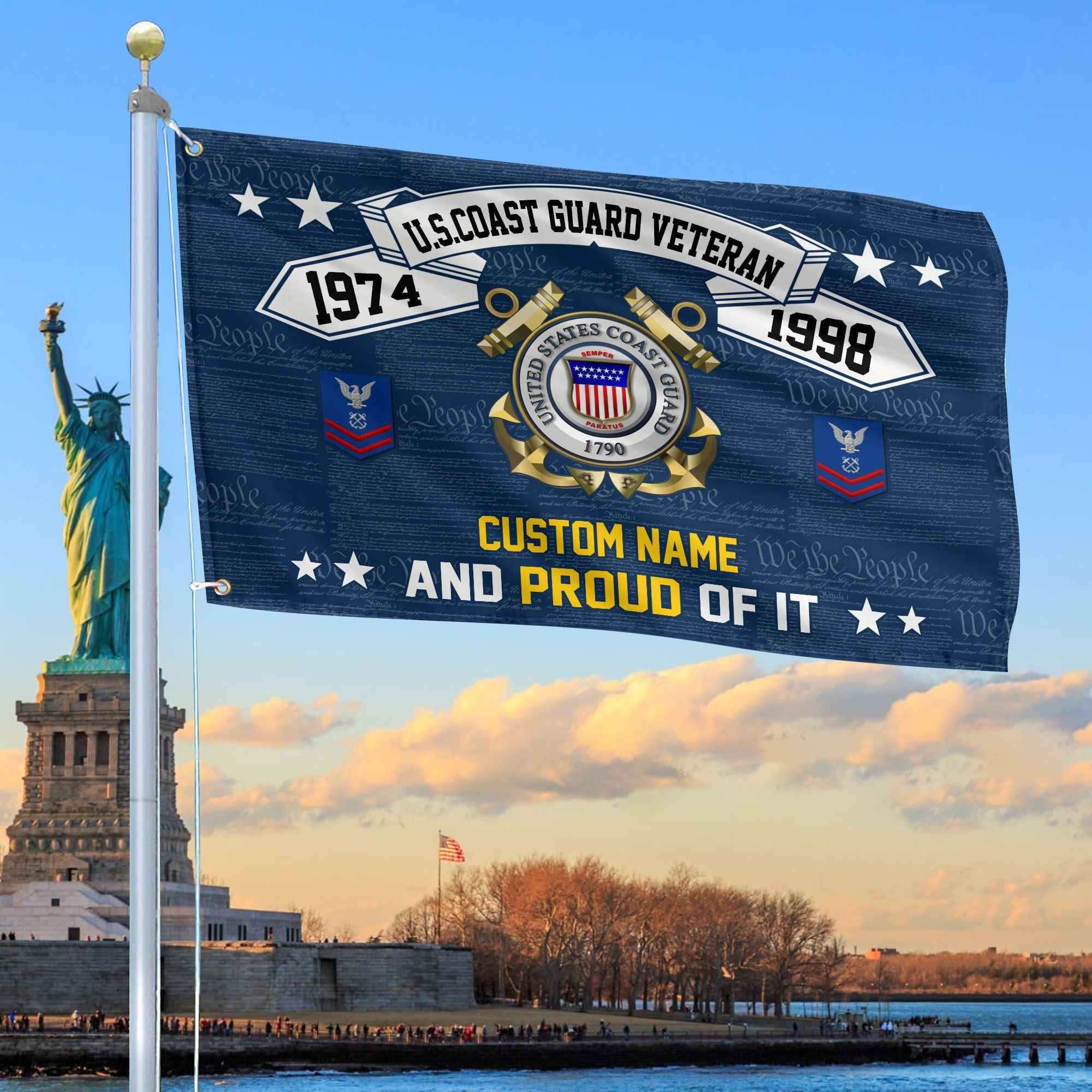 Unique Custom Name, Rank, Year USCG Grommet Flag VPVC107005, Gifts For Coast Guard Veteran, Gifts For Dad, For Husband, Best Gifts On Father’s Day, Independence Day, Veterans Day