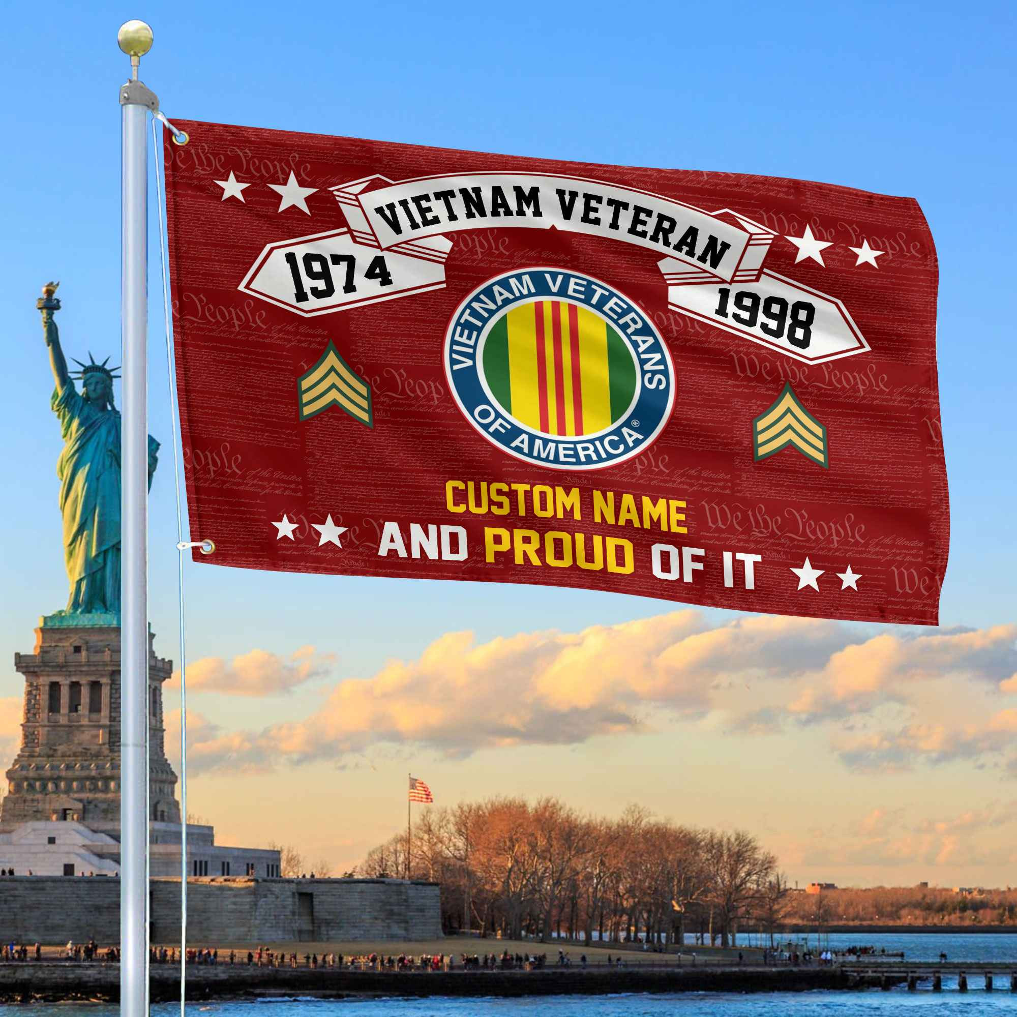 Unique Custom Name, Rank, Year Vietnam Veteran Grommet Flag VPVC107006, Gifts For Vietnam Veteran, Gifts For Dad, For Husband, Best Gifts On Father’s Day, Independence Day, Veterans Day