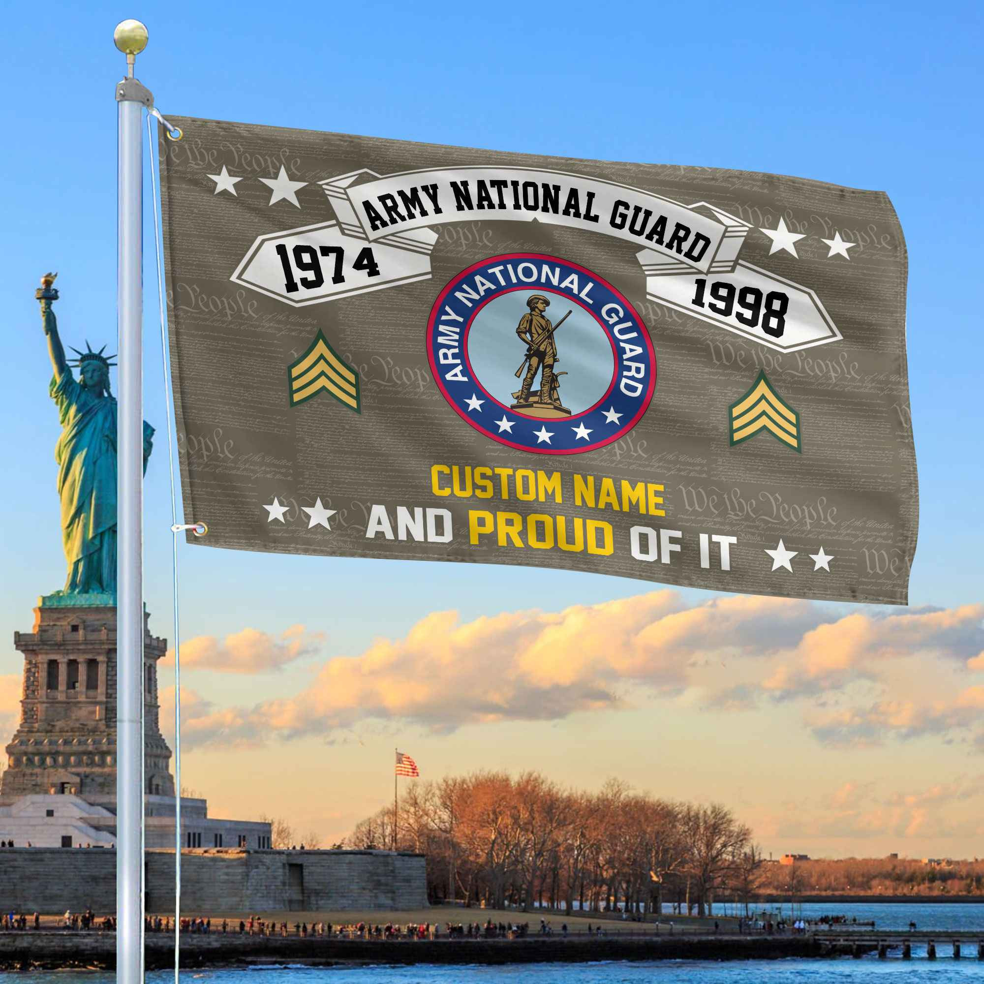Unique Custom Name, Rank, Year US Army National Guard Grommet Flag VPVC107008, Gifts For Army National Guard Veteran, Gifts For Dad, For Husband, Best Gifts On Father’s Day, Independence Day, Veterans Day