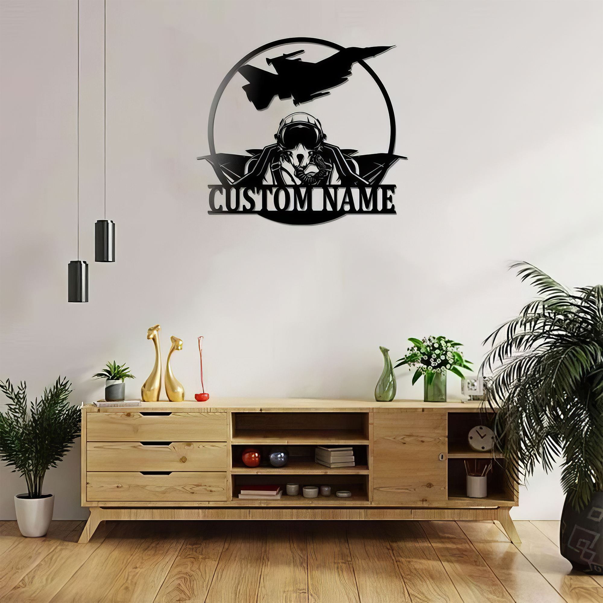 Premium Custom US Veteran Metal Signs VPVC901077, Gifts For US Veterans, Fighter Jet Pilot Sign Aircraft Hangar Pilot Name Sign Airforce Patriotic Decor Gift