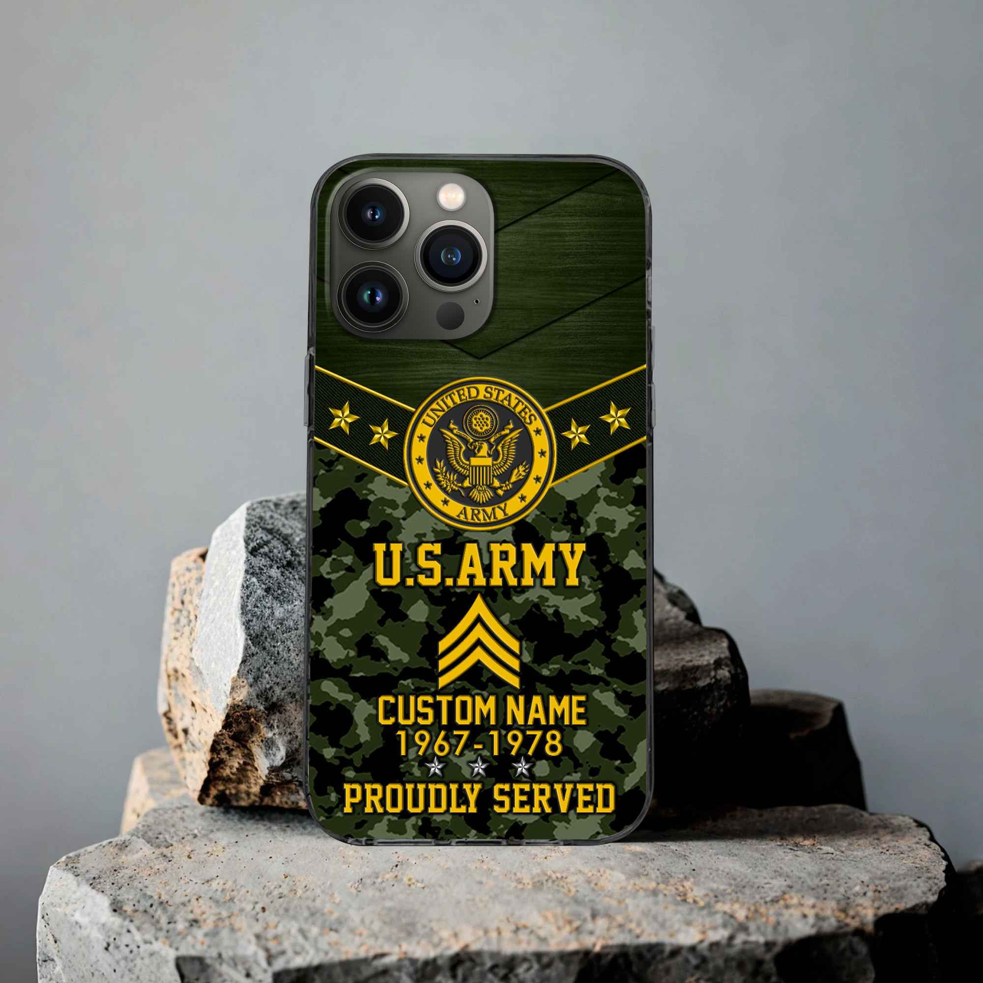 Premium US Army Phone Case VPVC501901, Custom Name, Rank, Year, Gifts For Army Veteran, Best Gifts On Father’s Day, Armed Forces Day, Independence Day, Veterans Day
