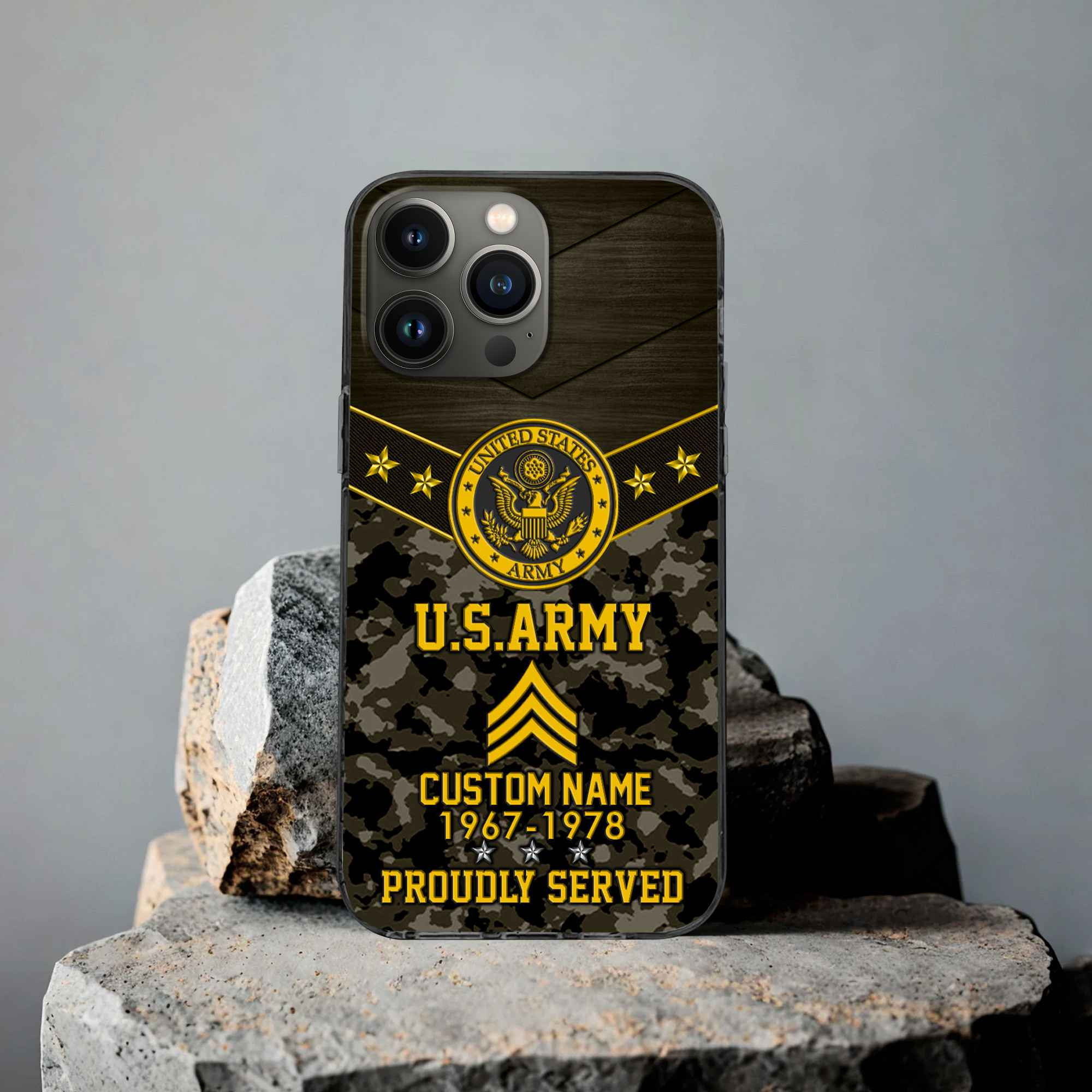 Premium US Army Phone Case VPVC501910, Custom Name, Rank, Year, Gifts For Army Veteran, Best Gifts On Father’s Day, Armed Forces Day, Independence Day, Veterans Day