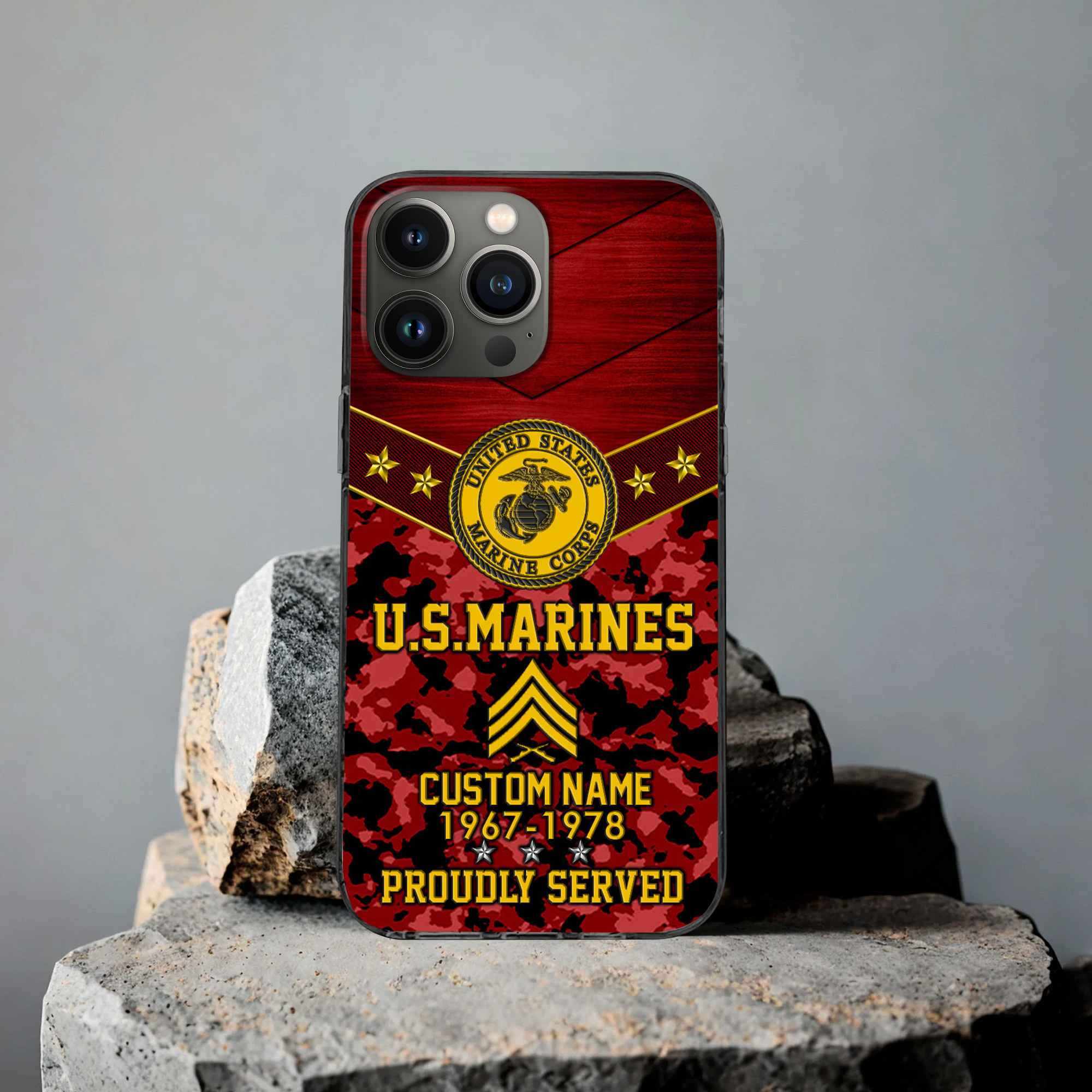Premium USMC Phone Case VPVC501903, Custom Name, Rank, Year, Gifts For Marine Veteran, Best Gifts On Father’s Day, Armed Forces Day, Independence Day, Veterans Day