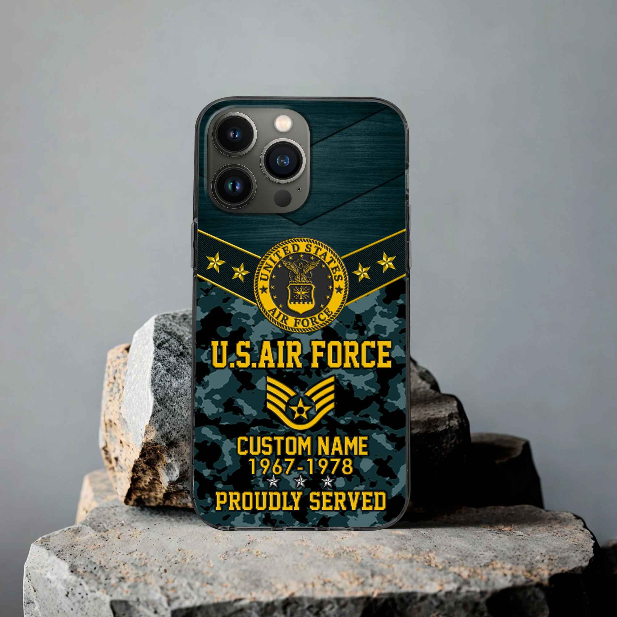 Premium USAF Phone Case VPVC501904, Custom Name, Rank, Year, Gifts For Air Force Veteran, Best Gifts On Father’s Day, Armed Forces Day, Independence Day, Veterans Day