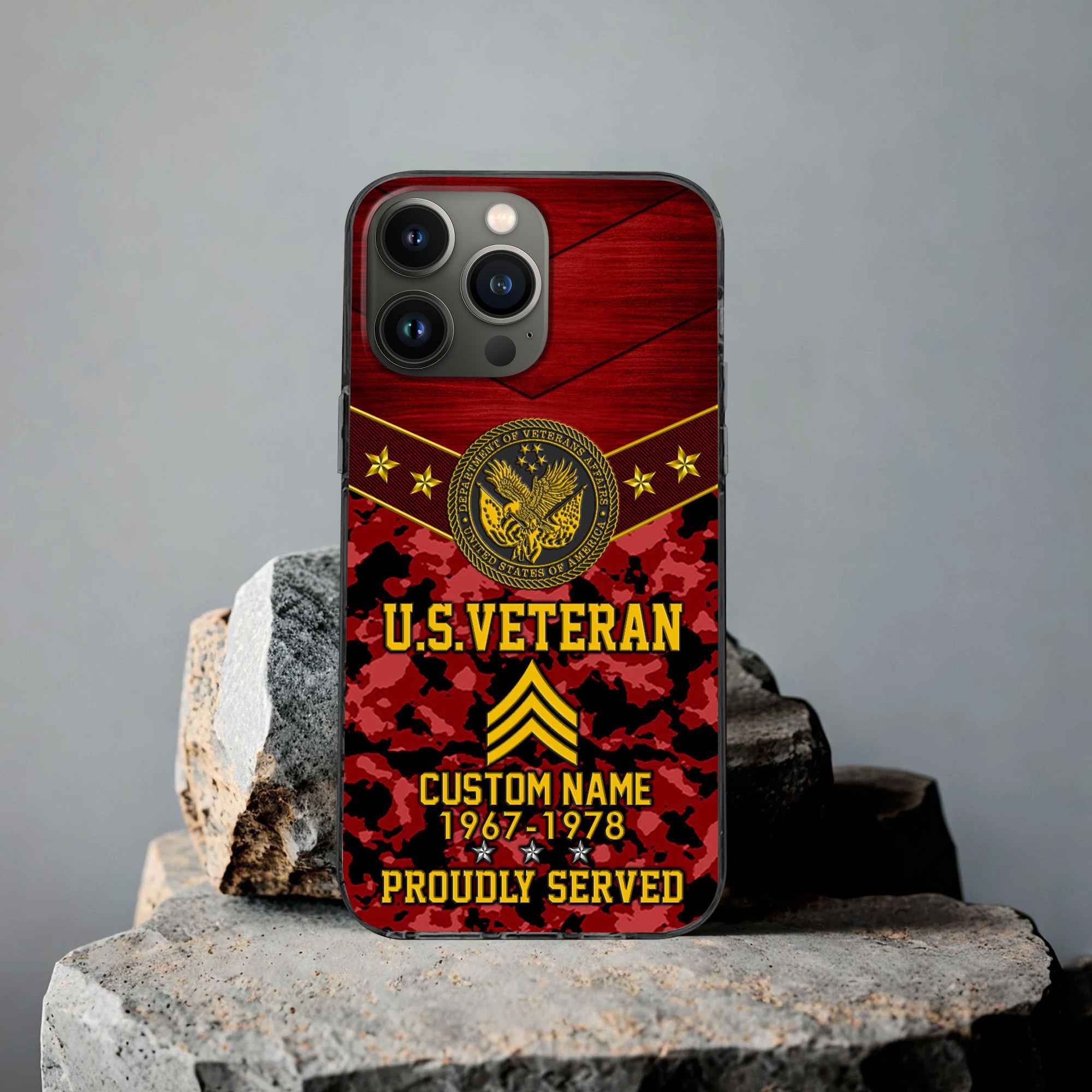 Premium US Veteran Phone Case VPVC501907, Custom Name, Rank, Year, Gifts For US Veteran, Best Gifts On Father’s Day, Armed Forces Day, Independence Day, Veterans Day