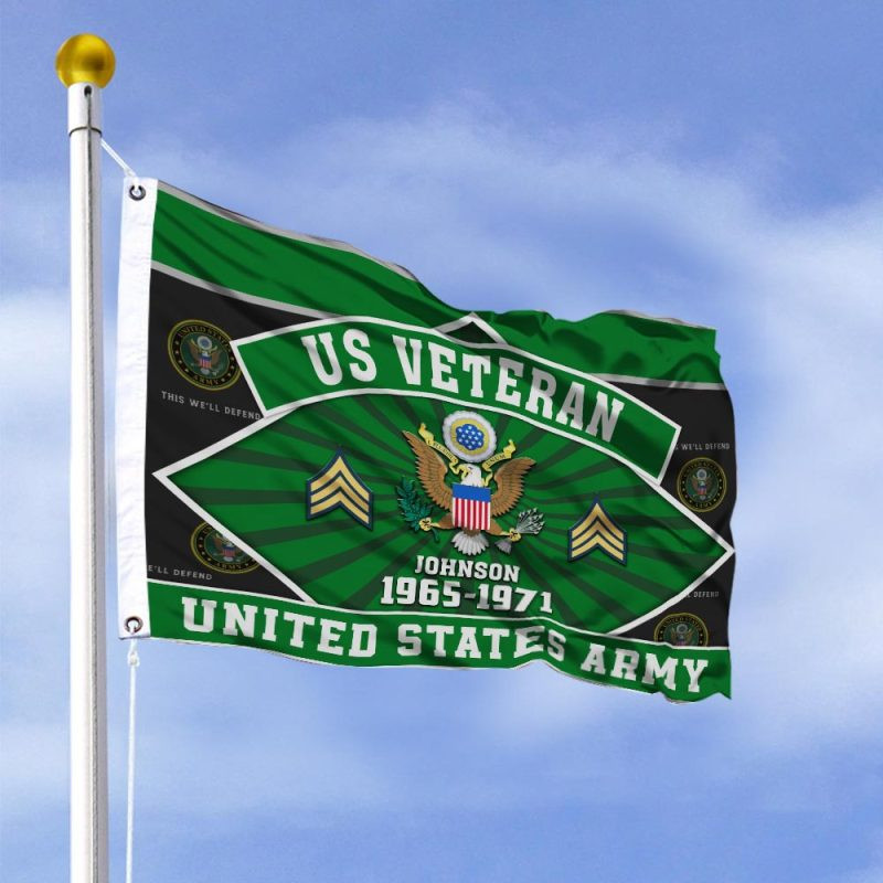 Premium Custom Name, Rank, Year US Army Grommet Flag BPVC170310, Gifts For Army Veteran, Gifts For Dad, For Husband, Best Gifts On Father’s Day, Independence Day, Veterans Day