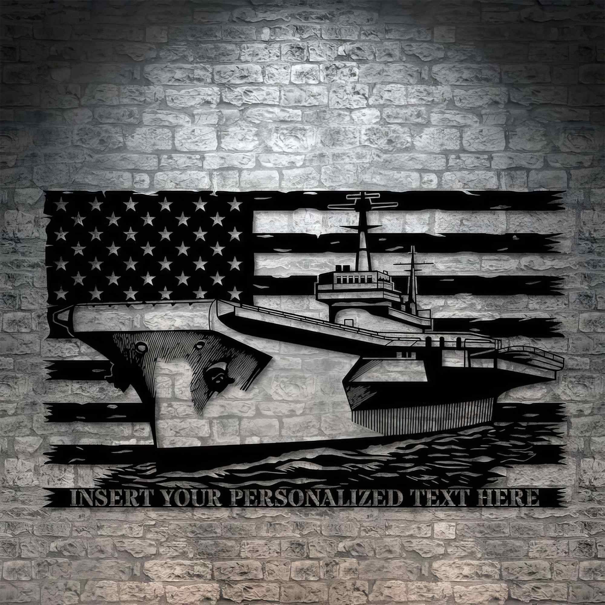 Premium Custom US Veteran Metal Signs VPVC901124, Gifts For Veteran, US Battleship Sign Aircraft Carrier Navy Veteran Day Patriotic Decor Gift