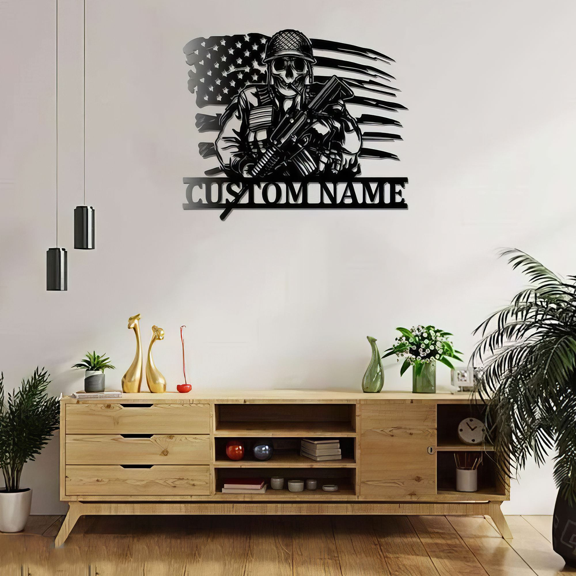 Premium Custom US Veteran Metal Signs VPVC901142, Gifts For Veteran, US Veteran Skull Sign Independence Day Military Veteran Day Patriotic Decor Gift