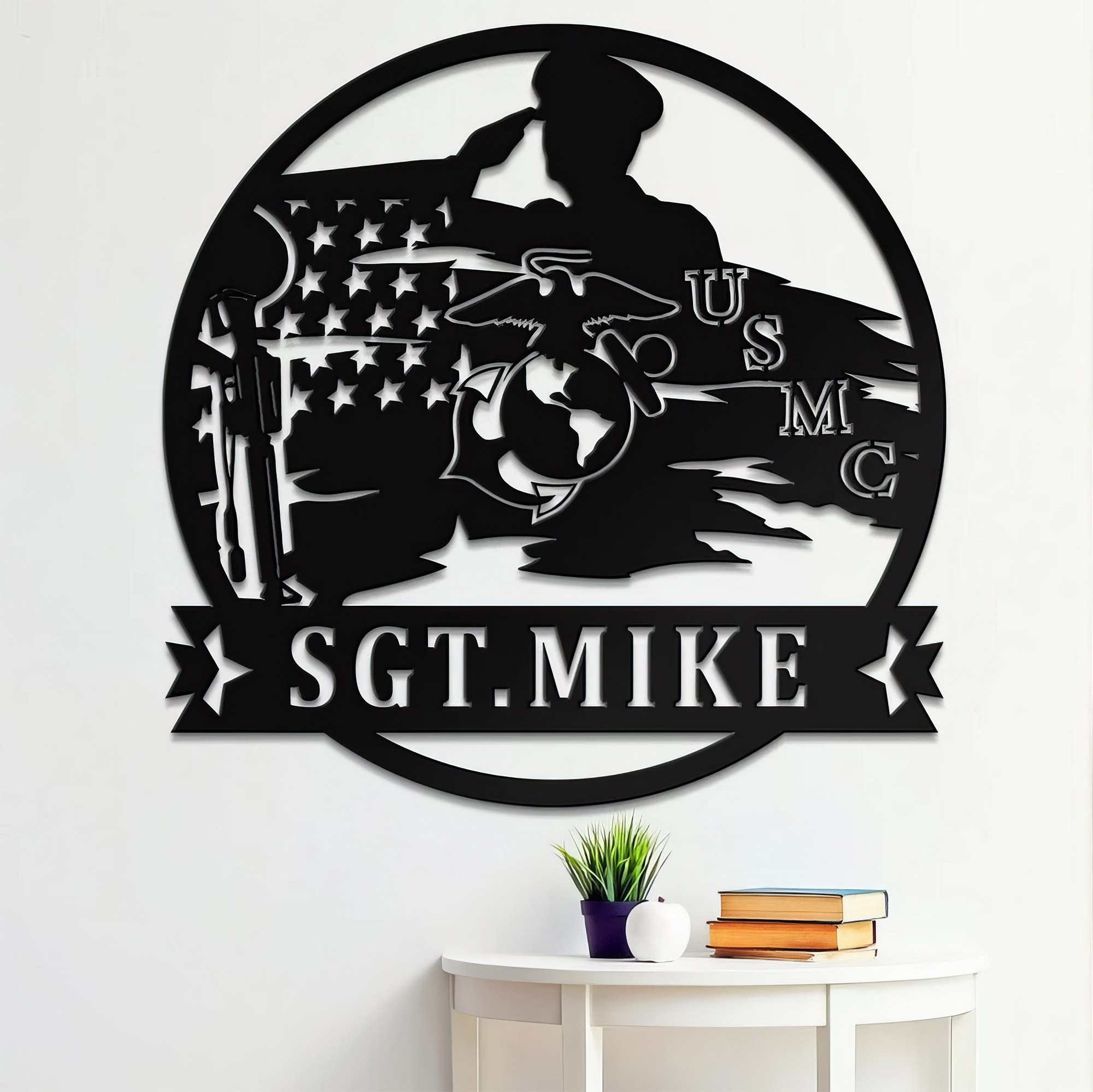 Premium Custom US Veteran Metal Signs VPVC901160, Gifts For US Veteran, US Marine Corps Wall Decor Personalized Metal Name Sign Military Gift Home Decoration