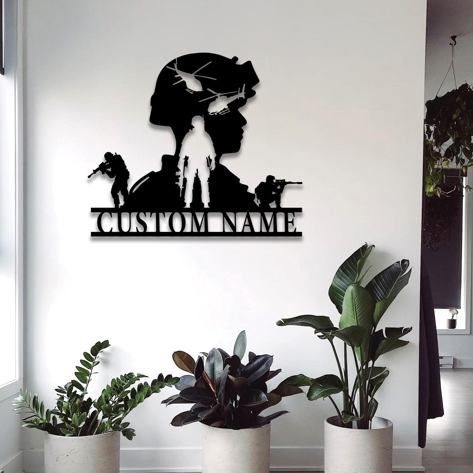 Premium Custom US Veteran Metal Signs VPVC901173, Gifts For US Veteran, Army Soldiers Silhouette Name Metal Sign, US Army Gift, Military Metal Wall Decor, Father’s Day Gift