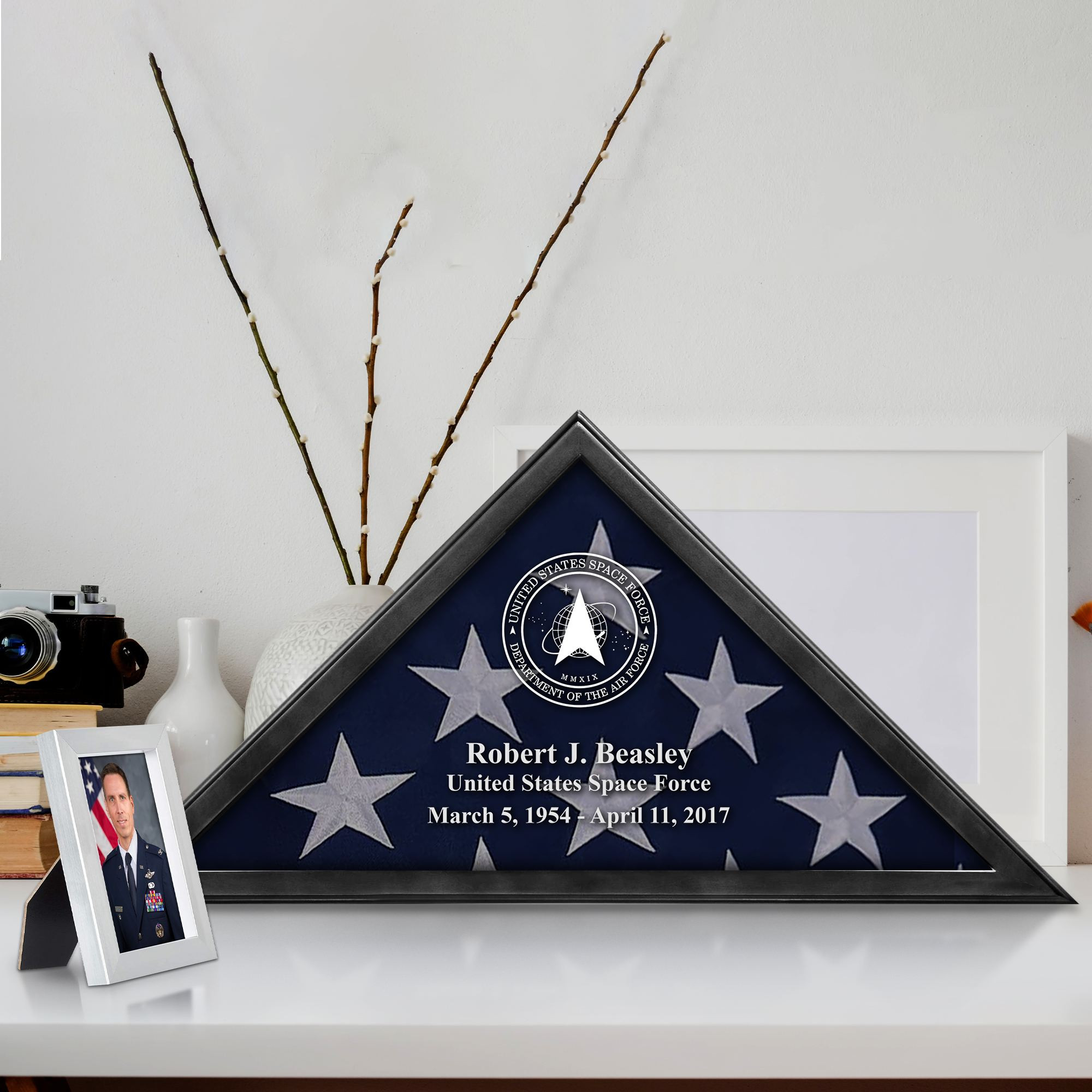 Premium Personalized Flag Case BPVC250202, Black Flag Box for American Veteran Flag 9.5 X 5 Feet, Flag Display Case for Burial, Flag Wall Mounted, Flag to Display Folded