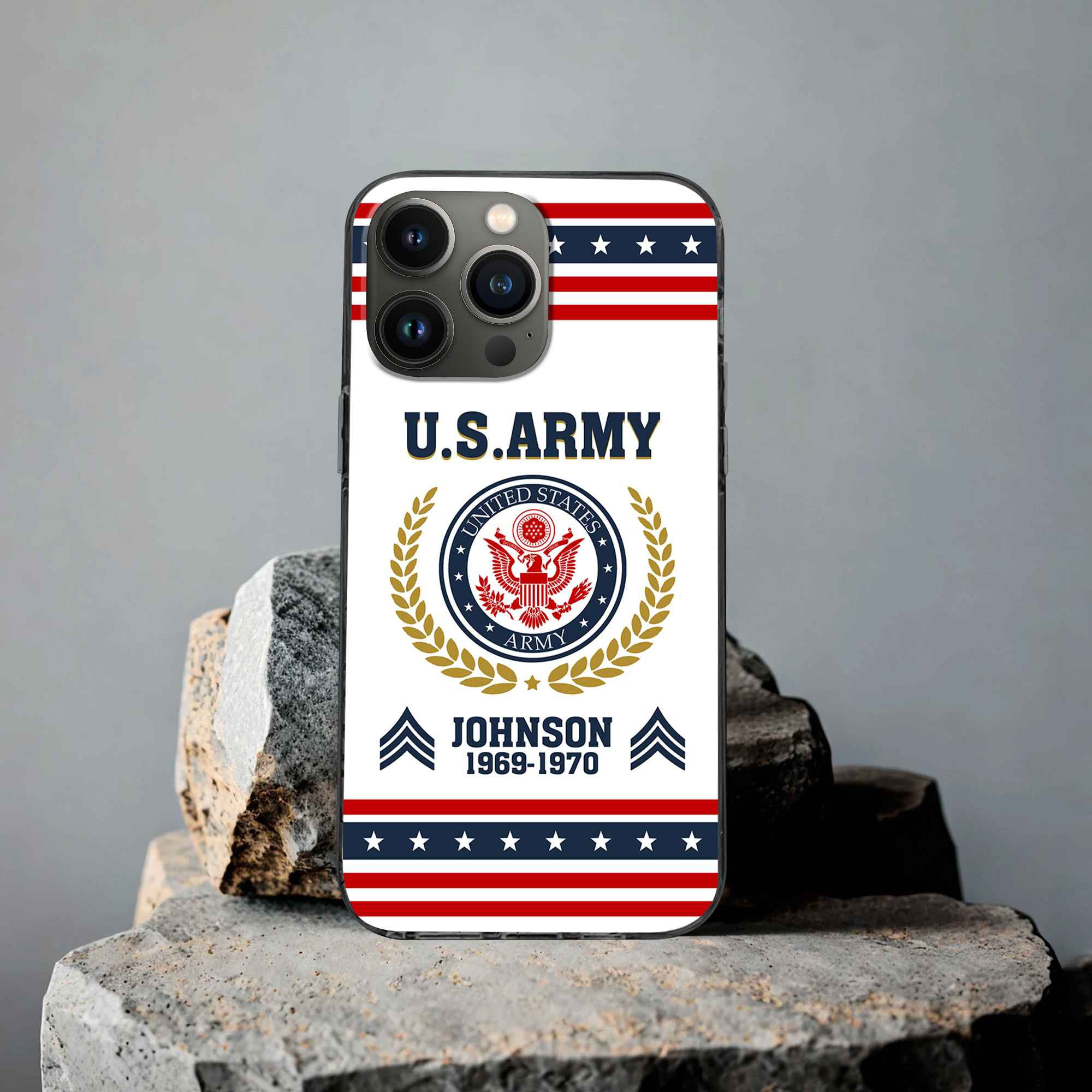 Premium US Army Phone Case VPVC505001, Custom Name, Rank, Year, Gifts For Army Veteran, Best Gifts On Father’s Day, Armed Forces Day, Independence Day, Veterans Day