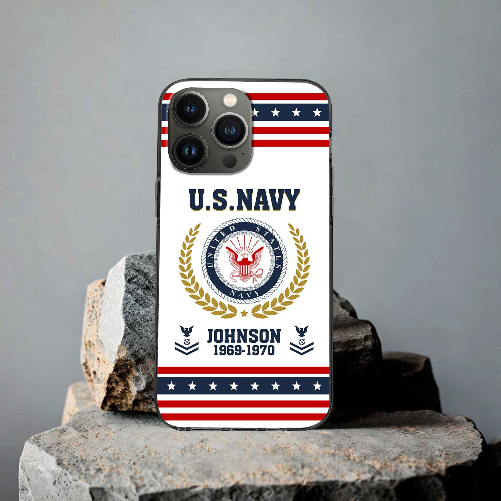 Premium US Navy Phone Case VPVC505002, Custom Name, Rank, Year, Gifts For Navy Veteran, Best Gifts On Father’s Day, Armed Forces Day, Independence Day, Veterans Day
