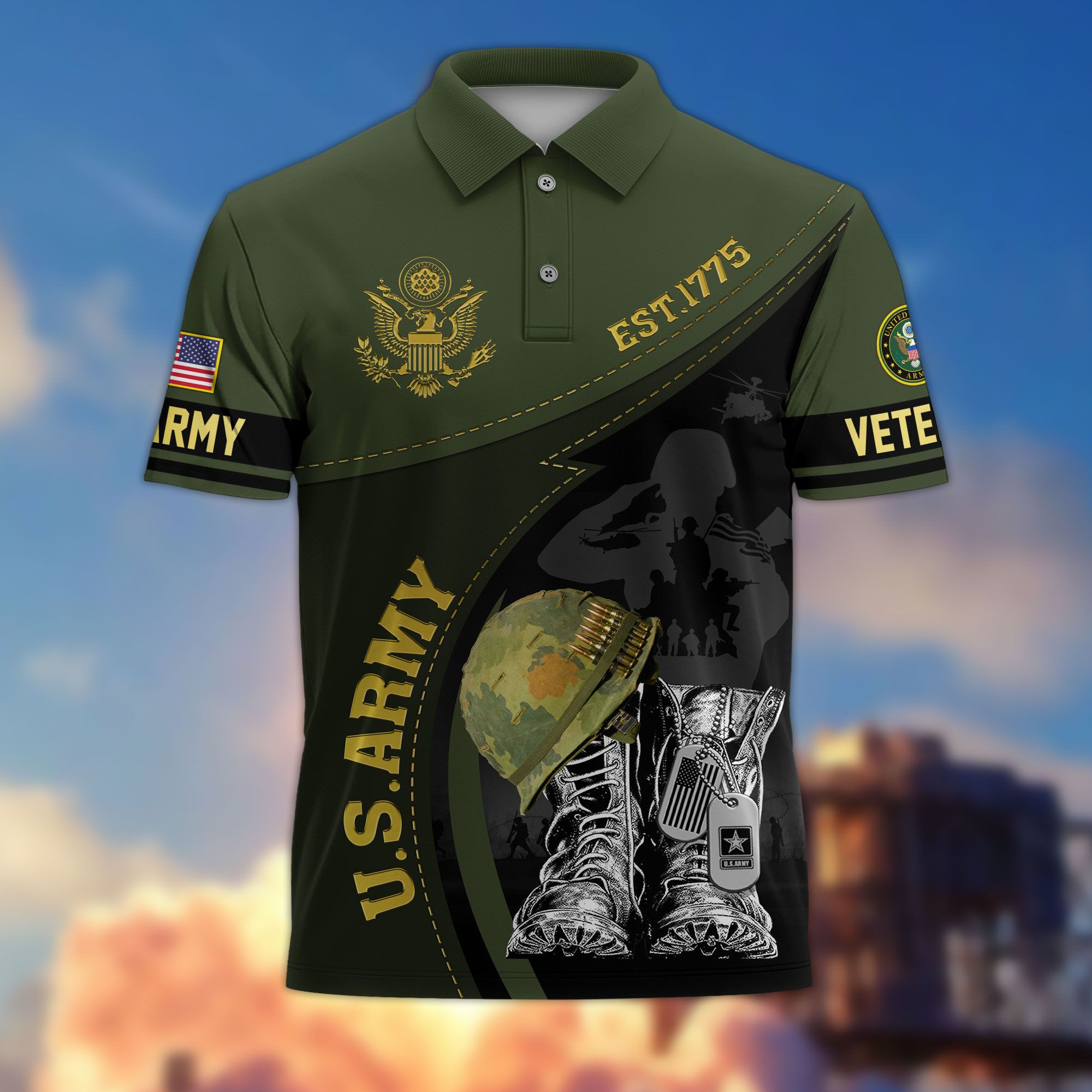 Premium US Veterans Polo Shirt BPHN190312, Gifts For US Veterans, Best Gifts On Father’s Day, Armed Forces Day, Independence Day, Veterans Day