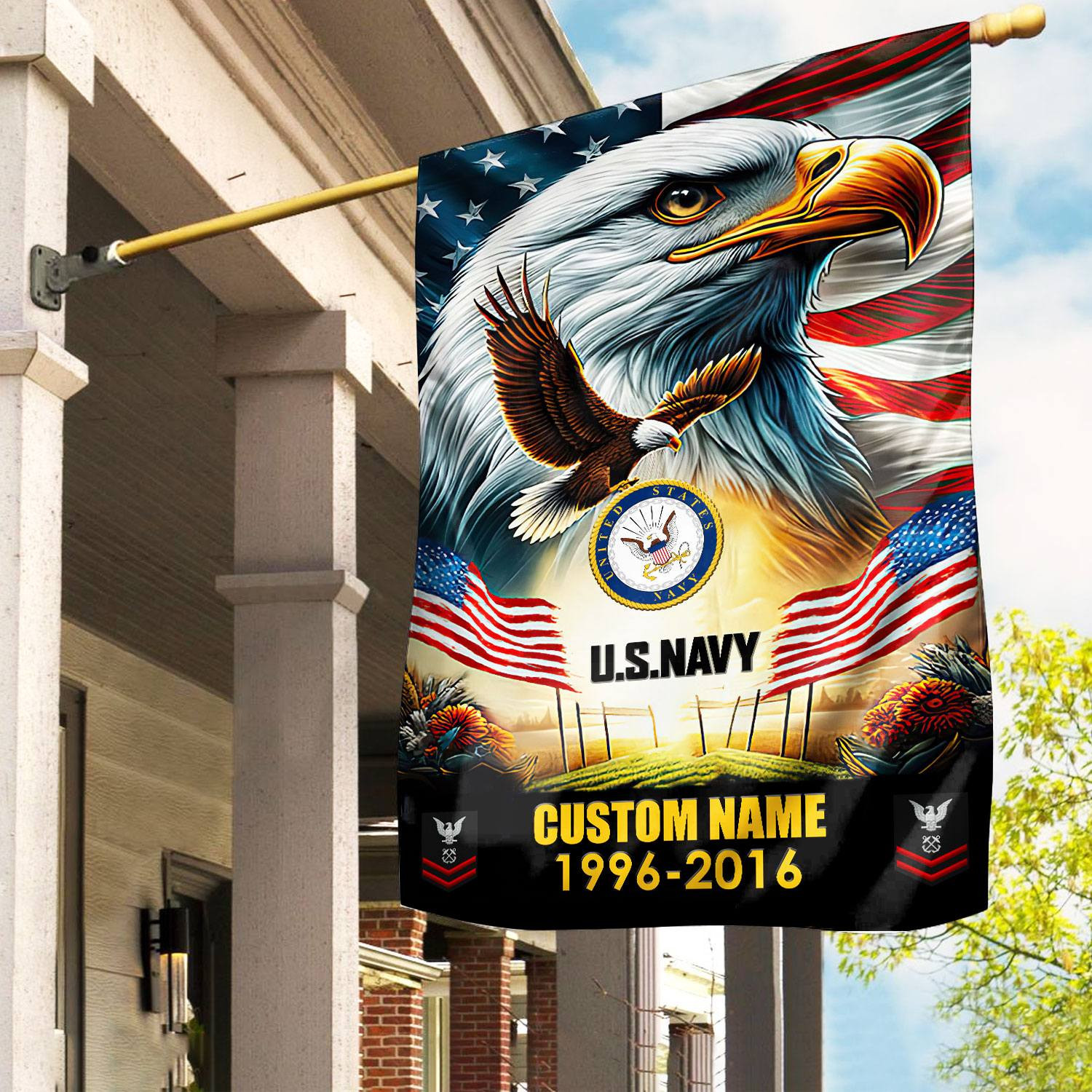 Premium Custom Name, Rank US Navy Flag VPVC110202, Gift For Navy Veteran, American Flag, Patriotic Flag, Garden Flag, House Flag, Best Gifts On Father’s Day, Independence Day, Veterans Day