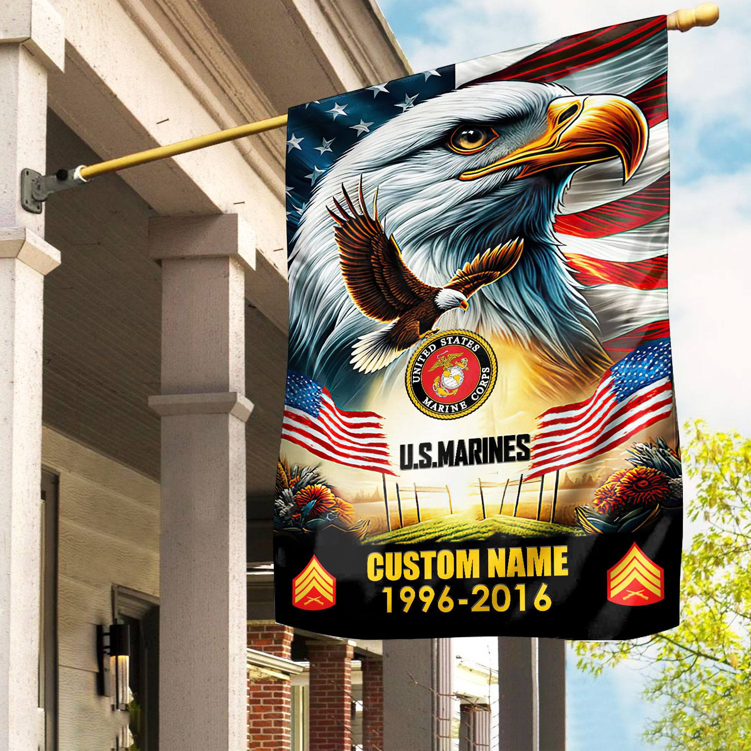 Premium Custom Name, Rank USMC Flag VPVC110203, Gift For Marine Veteran, American Flag, Patriotic Flag, Garden Flag, House Flag, Best Gifts On Father’s Day, Independence Day, Veterans Day