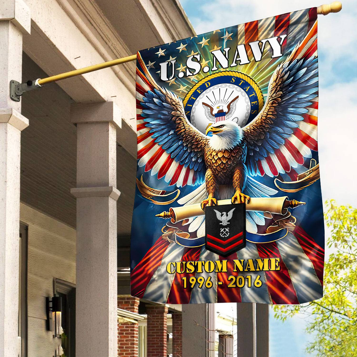 Premium Custom Name, Rank US Navy Flag VPVC110302, Gift For Navy Veteran, American Flag, Patriotic Flag, Garden Flag, House Flag, Best Gifts On Father’s Day, Independence Day, Veterans Day