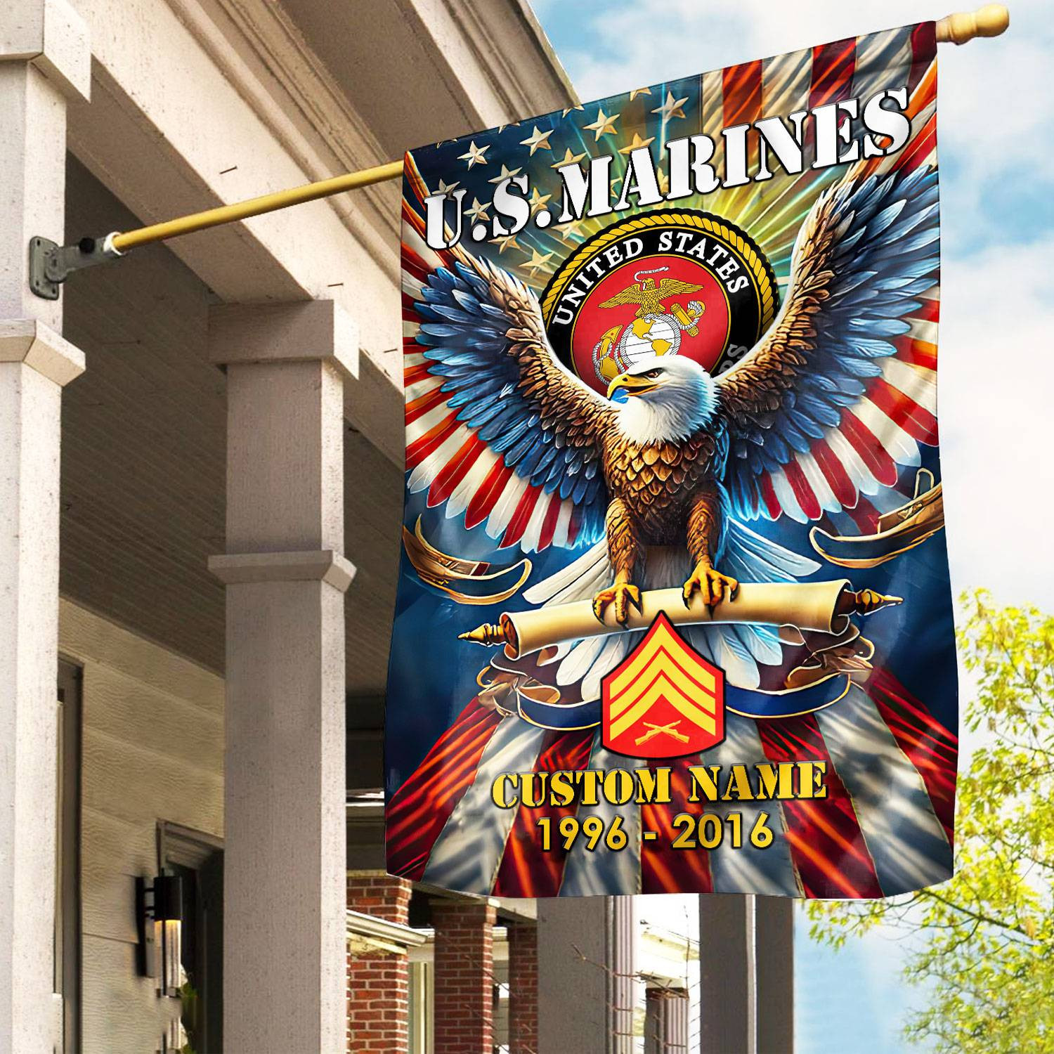 Premium Custom Name, Rank USMC Flag VPVC110303, Gift For Marine Veteran, American Flag, Patriotic Flag, Garden Flag, House Flag, Best Gifts On Father’s Day, Independence Day, Veterans Day