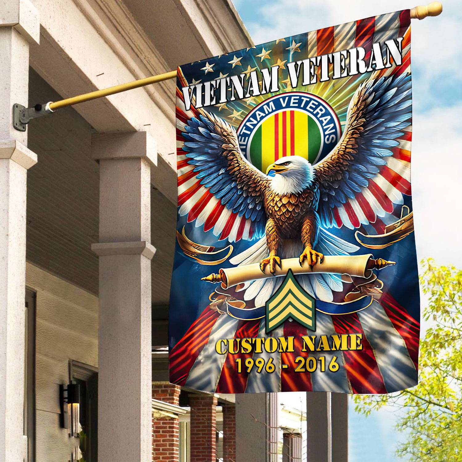 Premium Custom Name, Rank Vietnam Veteran Flag VPVC110306, Gift For Vietnam Veteran, American Flag, Patriotic Flag, Garden Flag, House Flag, Best Gifts On Father’s Day, Independence Day, Veterans Day