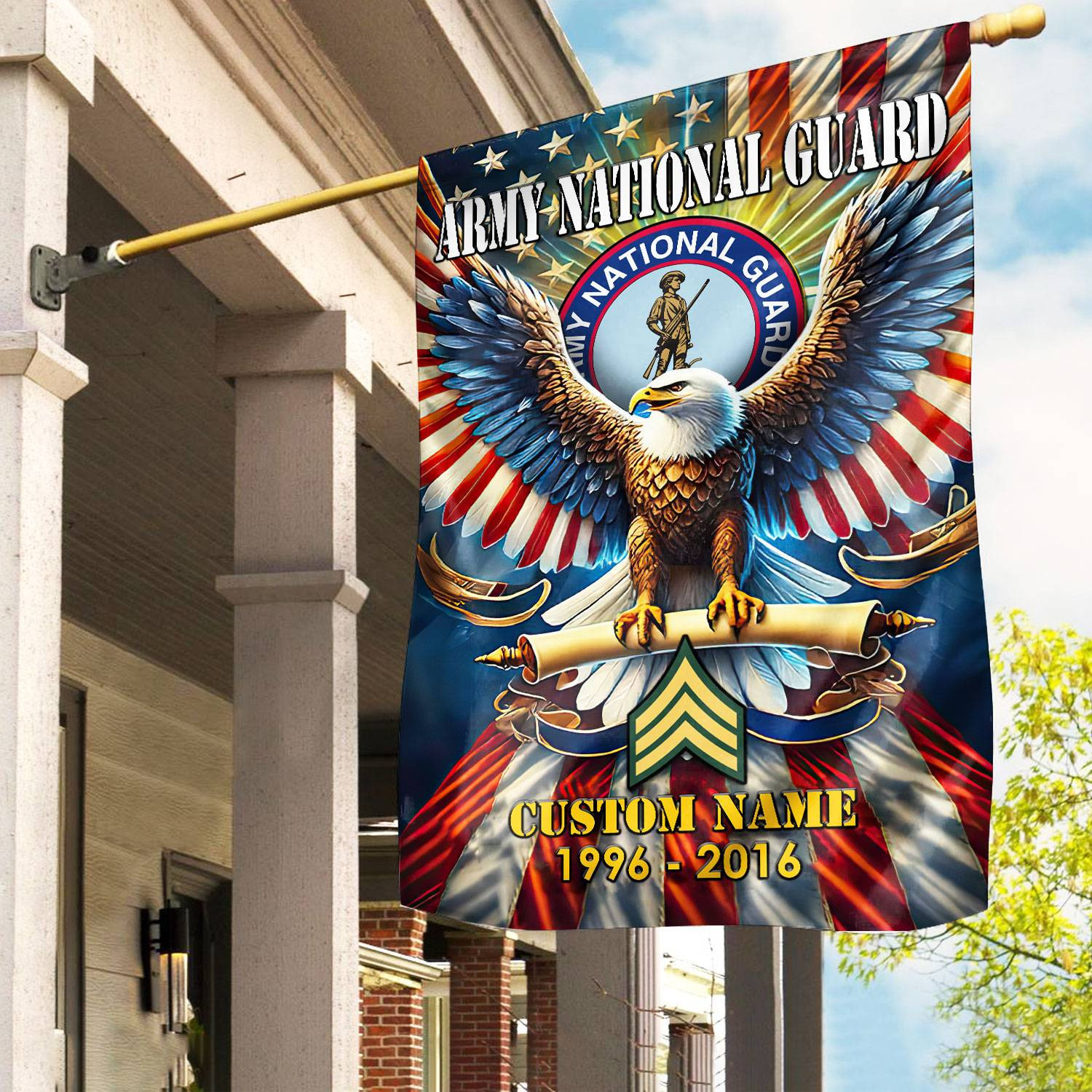 Premium Custom Name, Rank US Army National Guard Flag VPVC110308, Gift For Army National Guard Veteran, American Flag, Patriotic Flag, Garden Flag, House Flag, Best Gifts On Father’s Day, Independence Day, Veterans Day