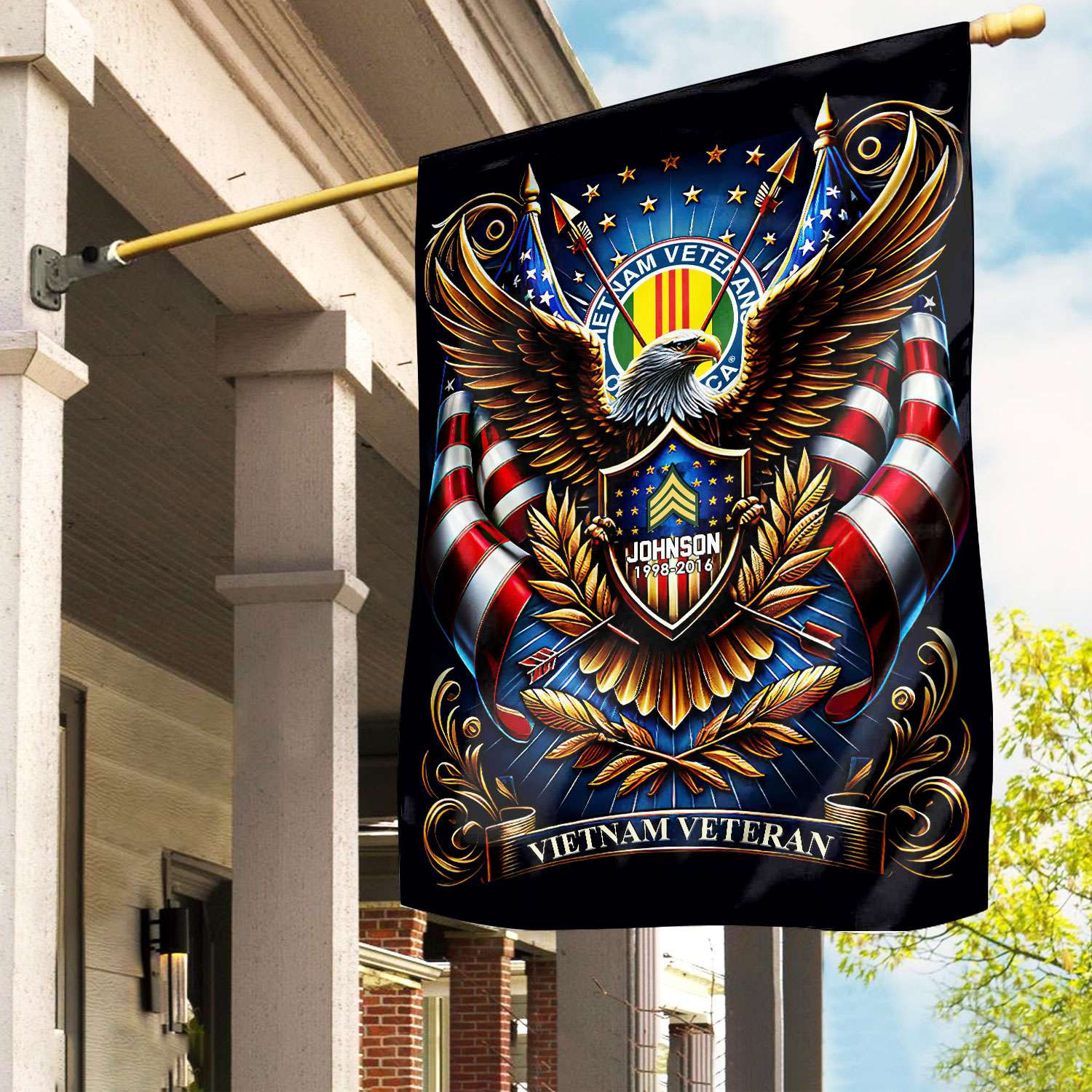 Vietnam Veteran Flag VPVC110406, Custom Name, Rank, Year, Gift For Vietnam Veteran, American Flag, Patriotic Flag, Garden Flag, House Flag, Best Gifts On Father’s Day, Independence Day, Veterans Day
