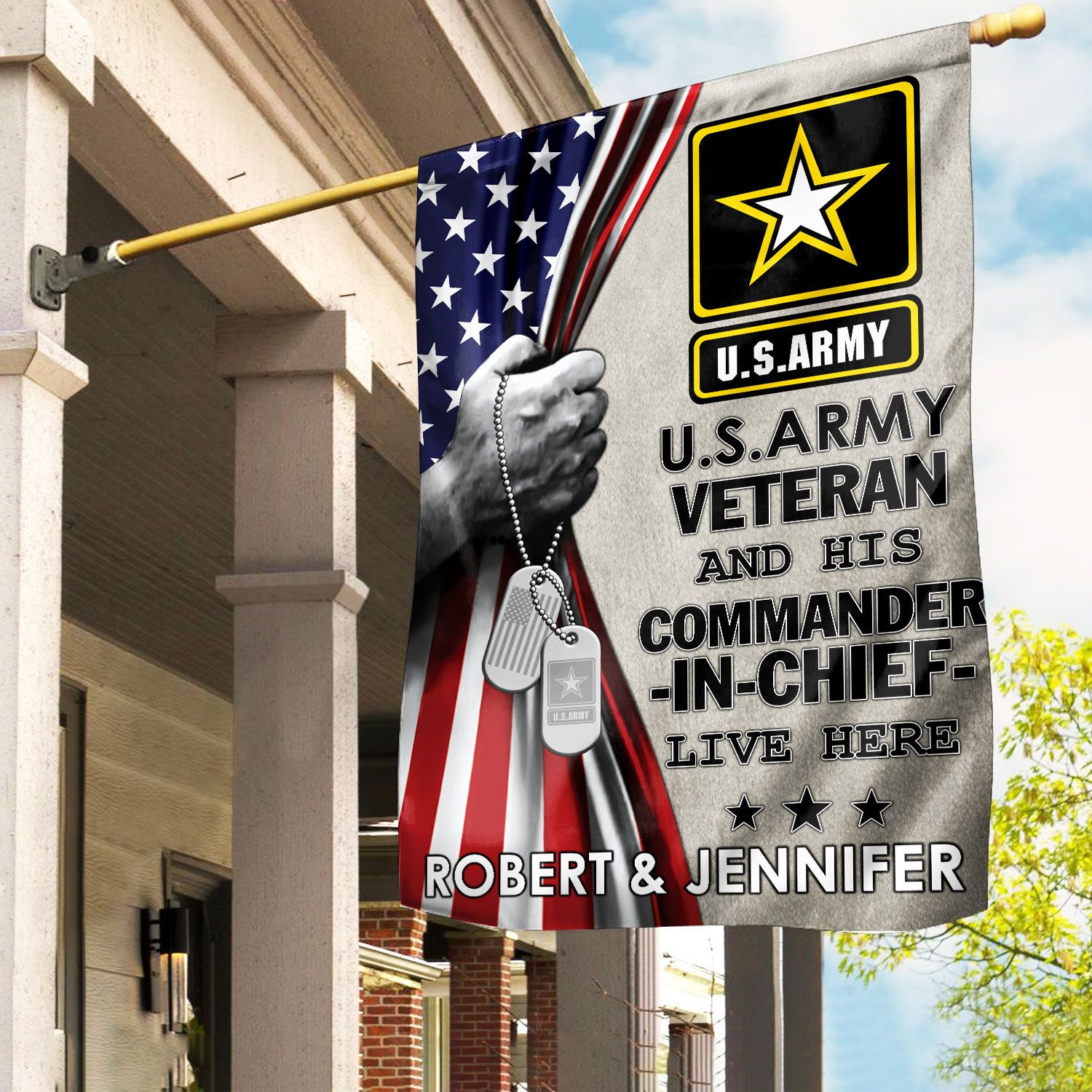 US Army Flag VPVC110501, Custom Name, Gift For Army Veteran, American Flag, Patriotic Flag, Garden Flag, House Flag, Best Gifts On Father’s Day, Independence Day, Veterans Day
