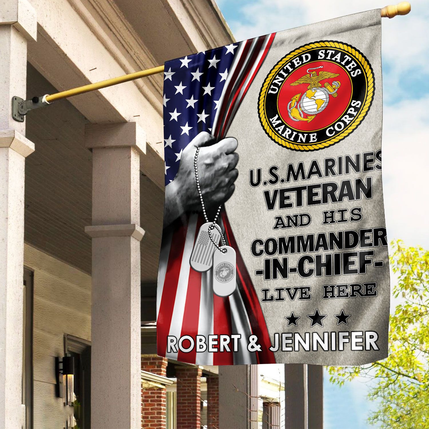 USMC Flag VPVC110503, Custom Name, Gift For Marine Veteran, American Flag, Patriotic Flag, Garden Flag, House Flag, Best Gifts On Father’s Day, Independence Day, Veterans Day