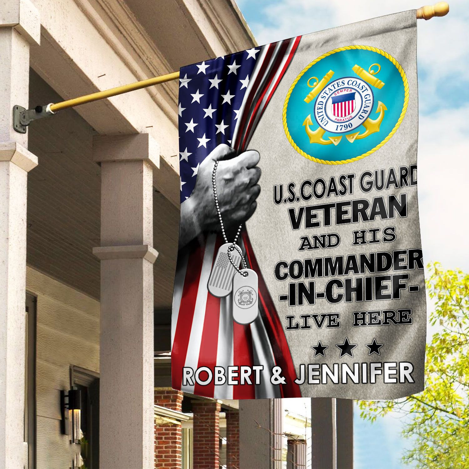 USCG Flag VPVC110505, Custom Name, Gift For Coast Guard Veteran, American Flag, Patriotic Flag, Garden Flag, House Flag, Best Gifts On Father’s Day, Independence Day, Veterans Day