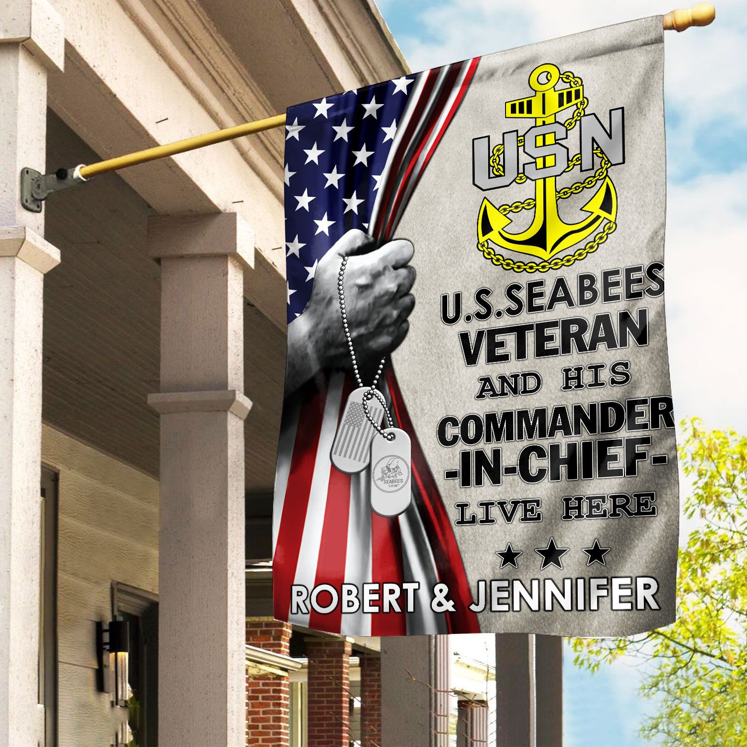 US Seabees Veteran Flag VPVC110509, Custom Name, Gift For Seabees Veteran, American Flag, Patriotic Flag, Garden Flag, House Flag, Best Gifts On Father’s Day, Independence Day, Veterans Day