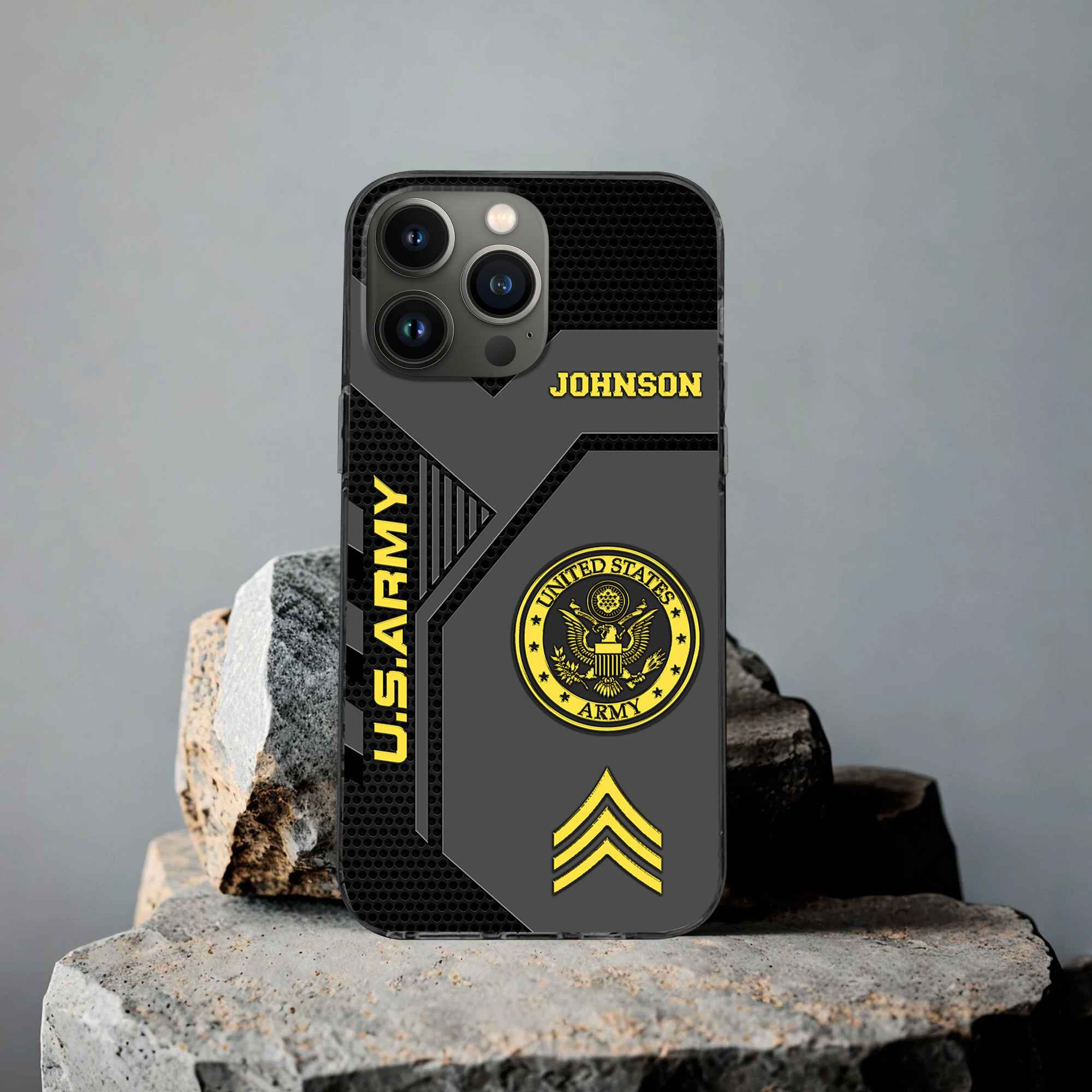 Premium US Army Phone Case VPVC506601, Custom Name, Rank, Gifts For Army Veteran, Best Gifts On Father’s Day, Armed Forces Day, Independence Day, Veterans Day