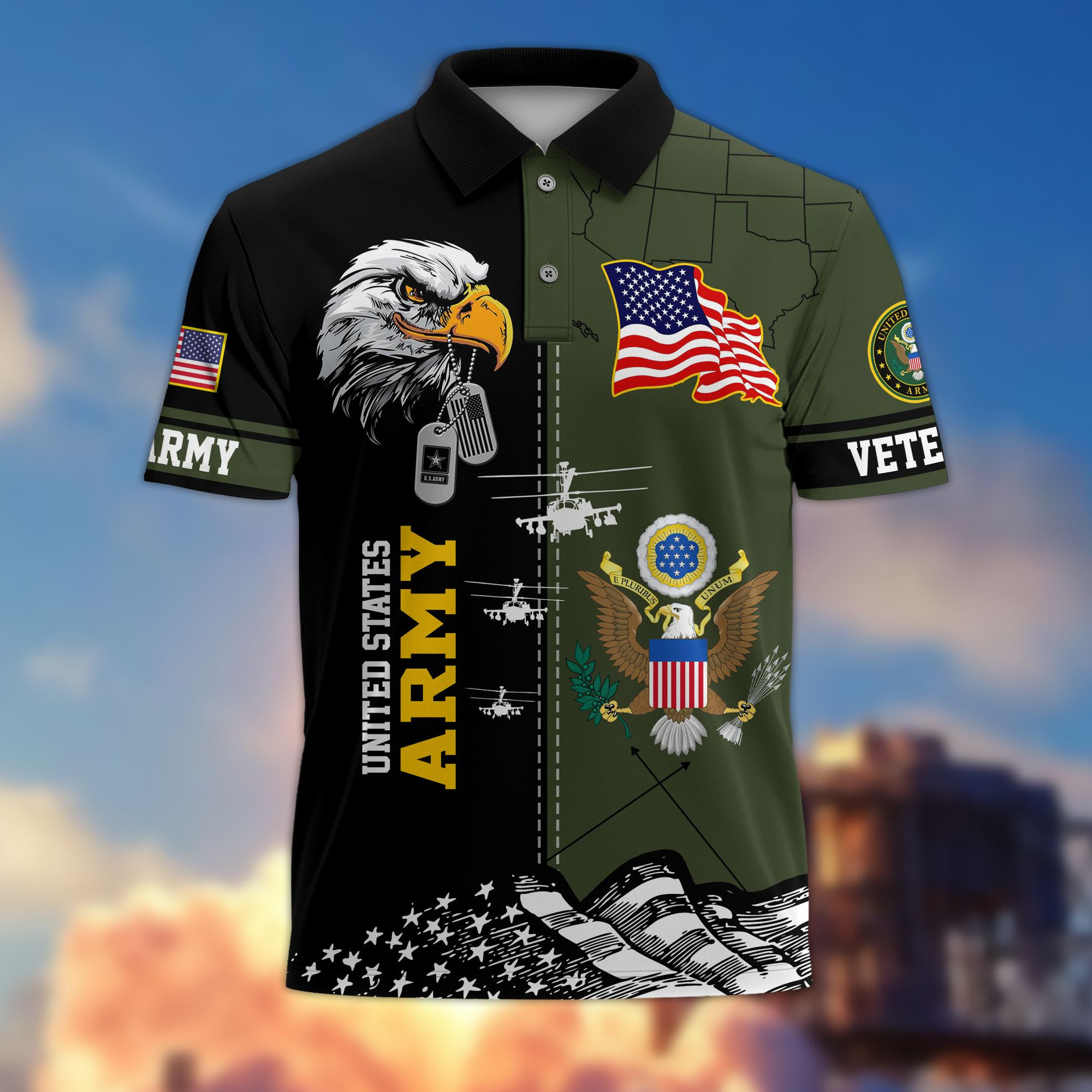 Premium US Veterans Polo Shirt BPVC270301, Gifts For US Veterans, Gifts On Father’s Day, Armed Forces Day, Independence Day, Veterans Day
