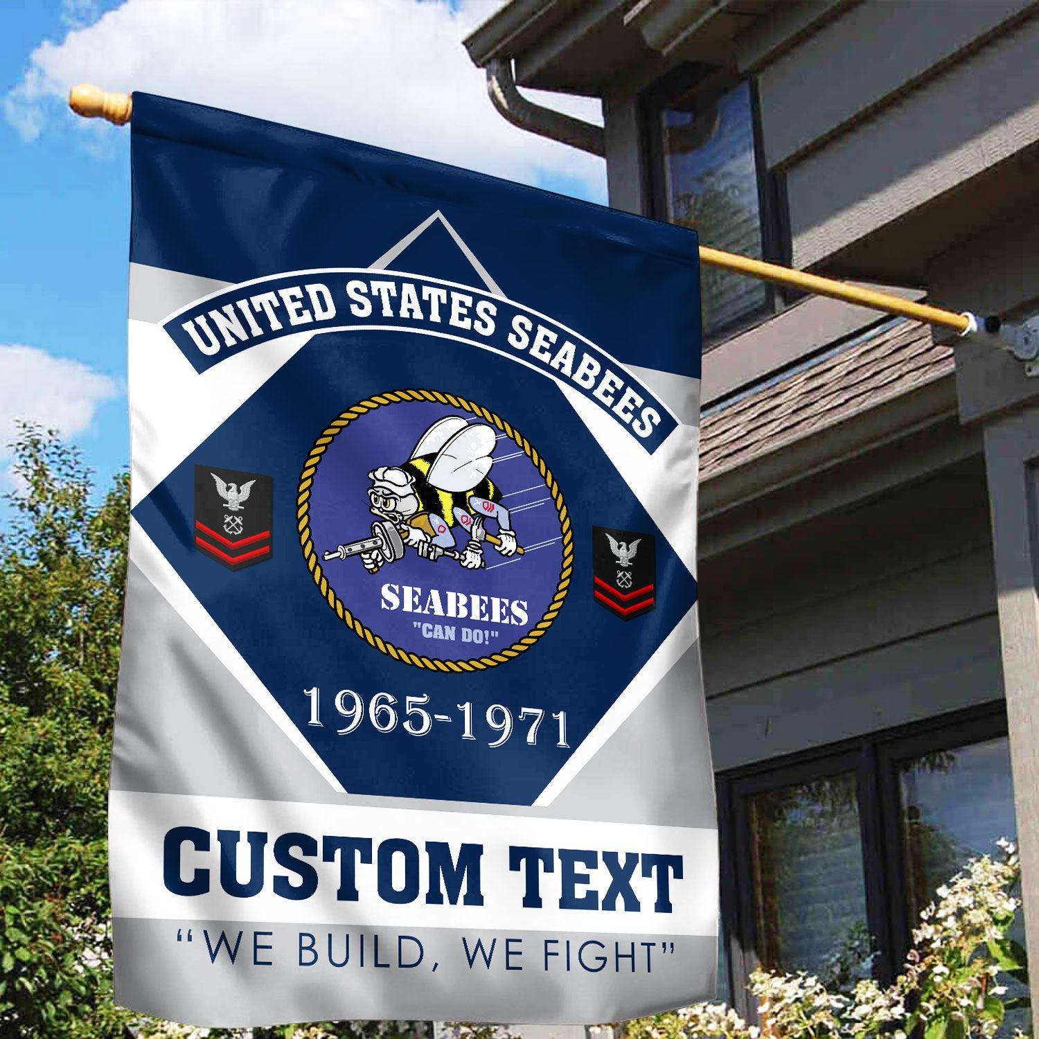 Premium Custom US Seabees Veteran Flag VPVC110909, Gift For Seabees Veteran, American Flag, Patriotic Flag, Garden Flag, House Flag, Gifts On Father’s Day, Independence Day, Veterans Day