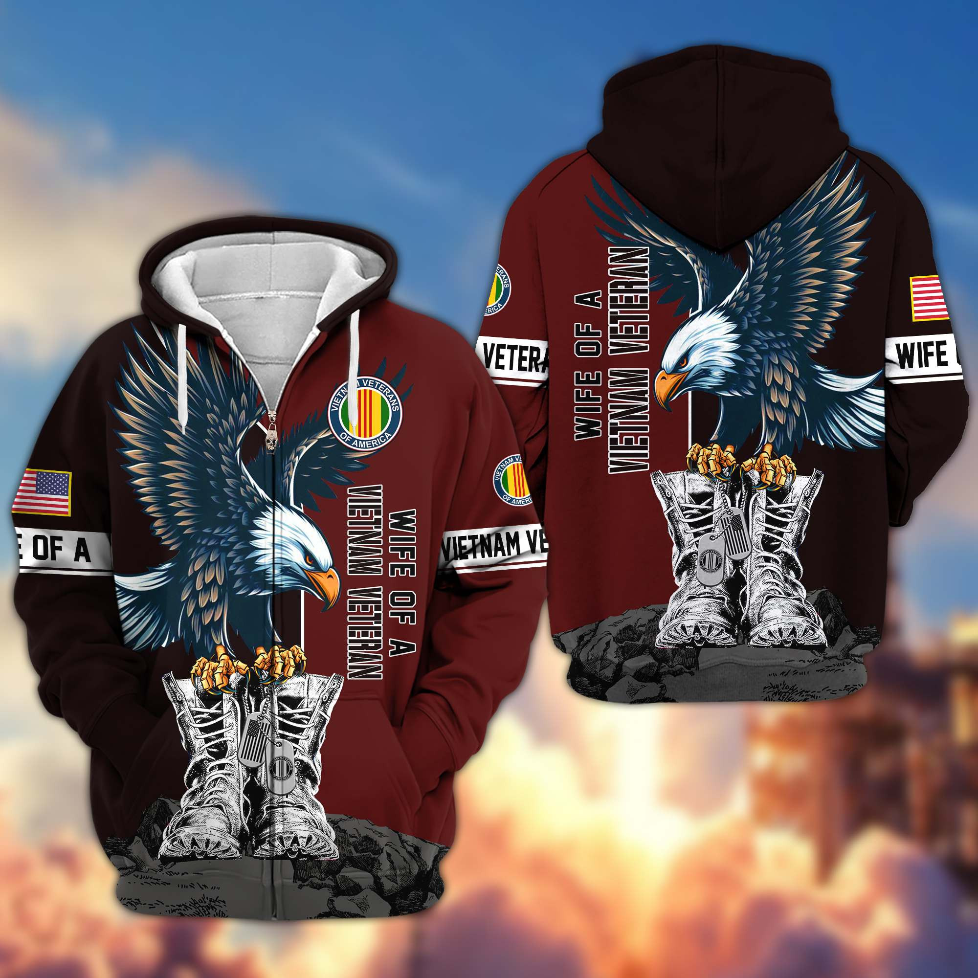 Premium Wife Of A Vietnam Veteran Zip Up Hoodie BPVC280310