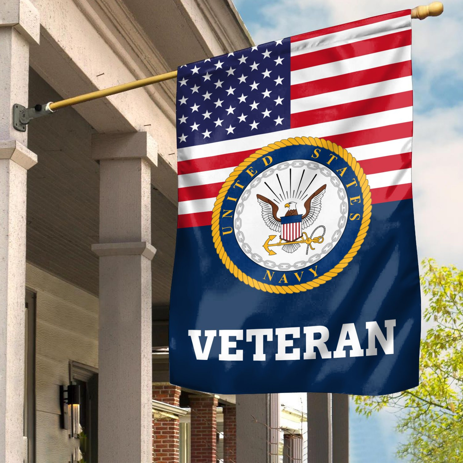 Premium US Navy Veteran Flag VPVC111902, Custom Name, Rank, Year, Gift For Navy Veteran, American Flag, Patriotic Flag, Garden Flag, House Flag, Gifts On Father’s Day, Independence Day, Veterans Day