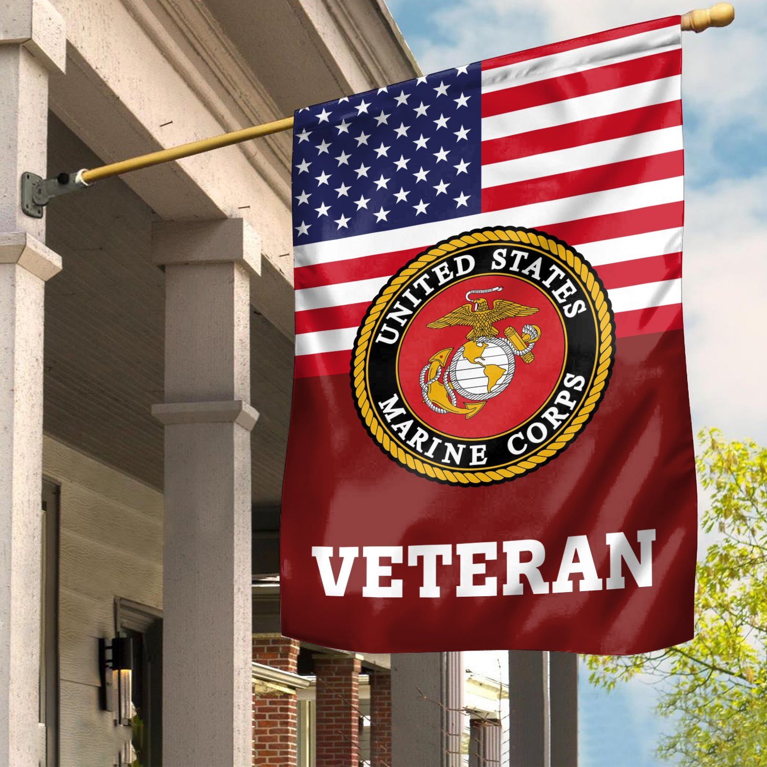 Premium USMC Veteran Flag VPVC111911, Custom Name, Rank, Year, Gift For Marine Veteran, American Flag, Patriotic Flag, Garden Flag, House Flag, Gifts On Father’s Day, Independence Day, Veterans Day