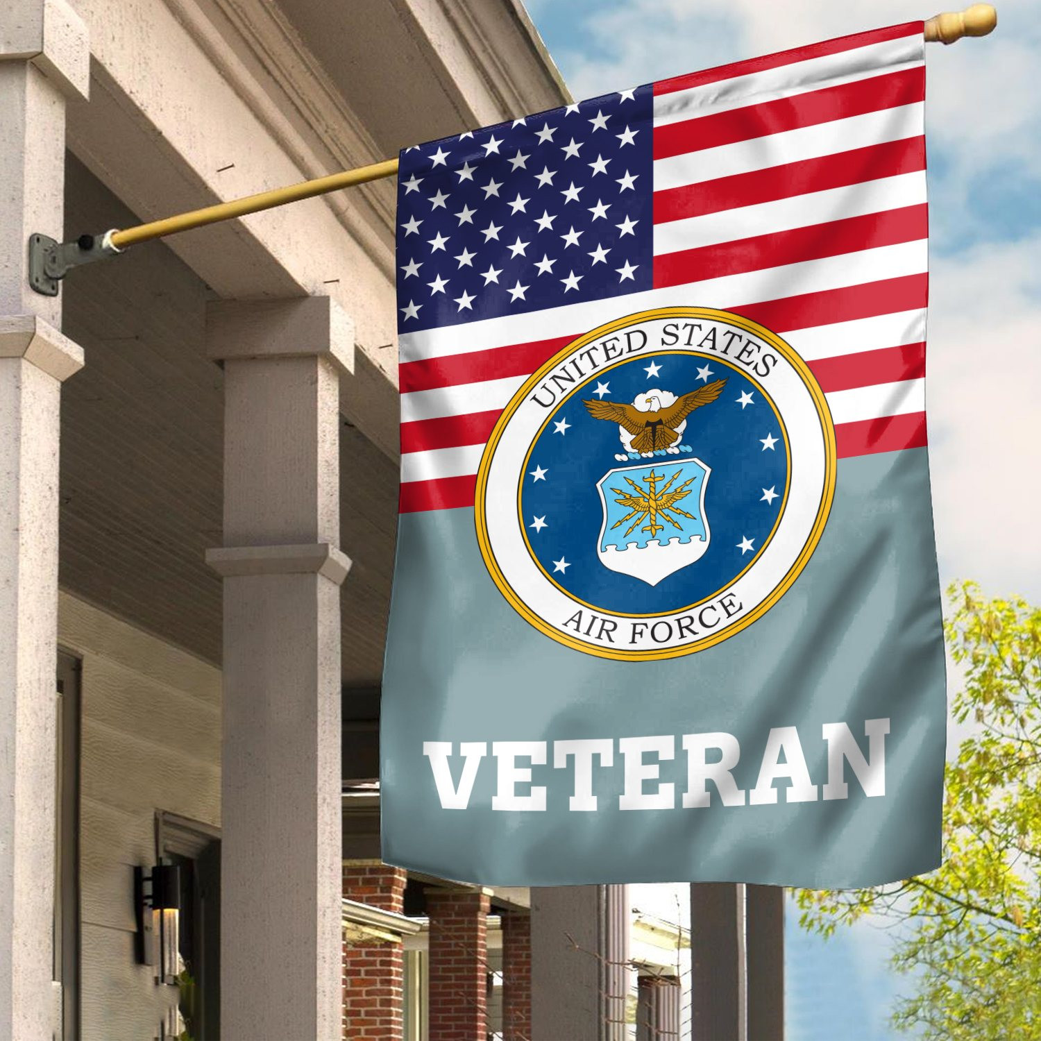 Premium USAF Veteran Flag VPVC111904, Custom Name, Rank, Year, Gift For Air Force Veteran, American Flag, Patriotic Flag, Garden Flag, House Flag, Gifts On Father’s Day, Independence Day, Veterans Day