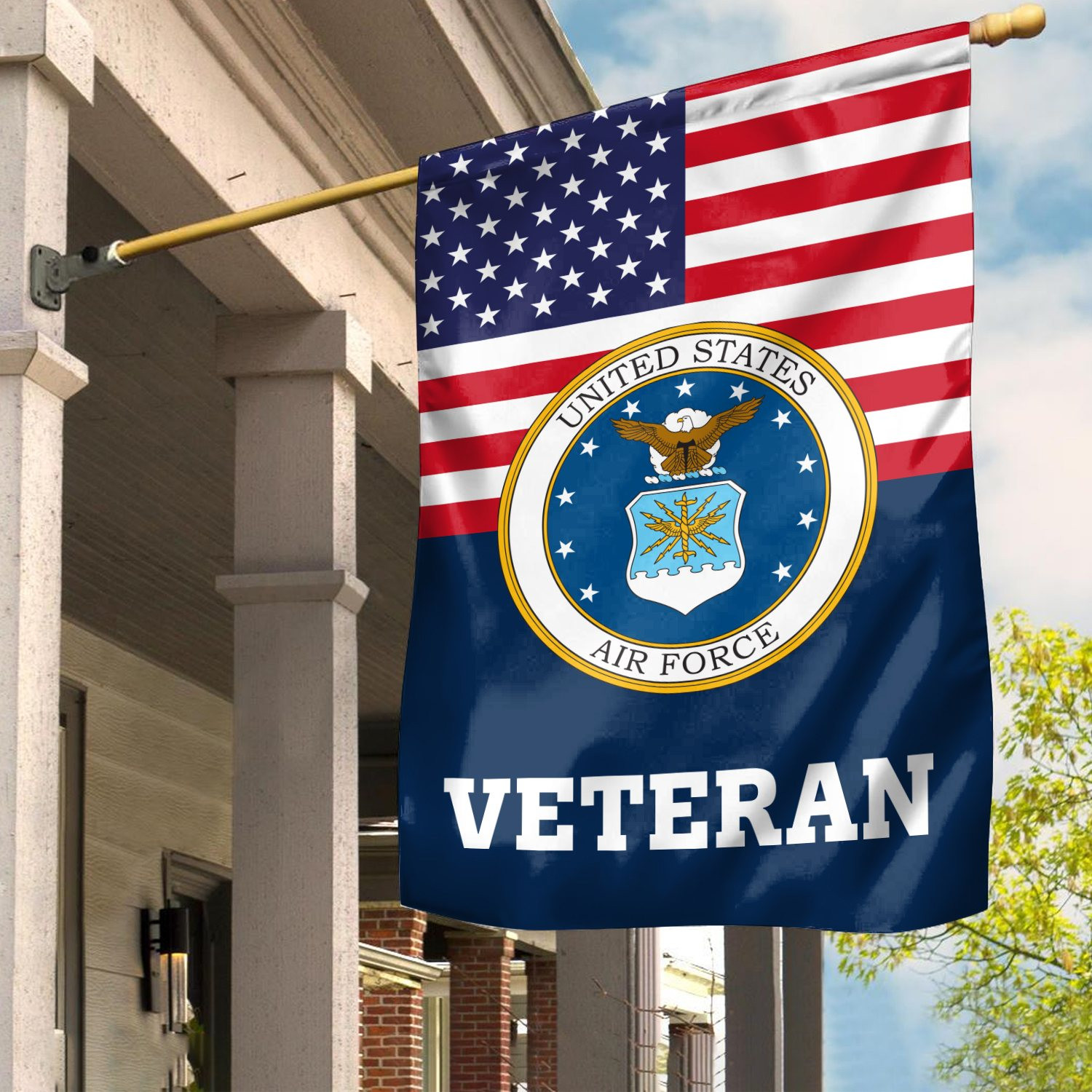 Premium USAF Veteran Flag VPVC111912, Custom Name, Rank, Year, Gift For Air Force Veteran, American Flag, Patriotic Flag, Garden Flag, House Flag, Gifts On Father’s Day, Independence Day, Veterans Day