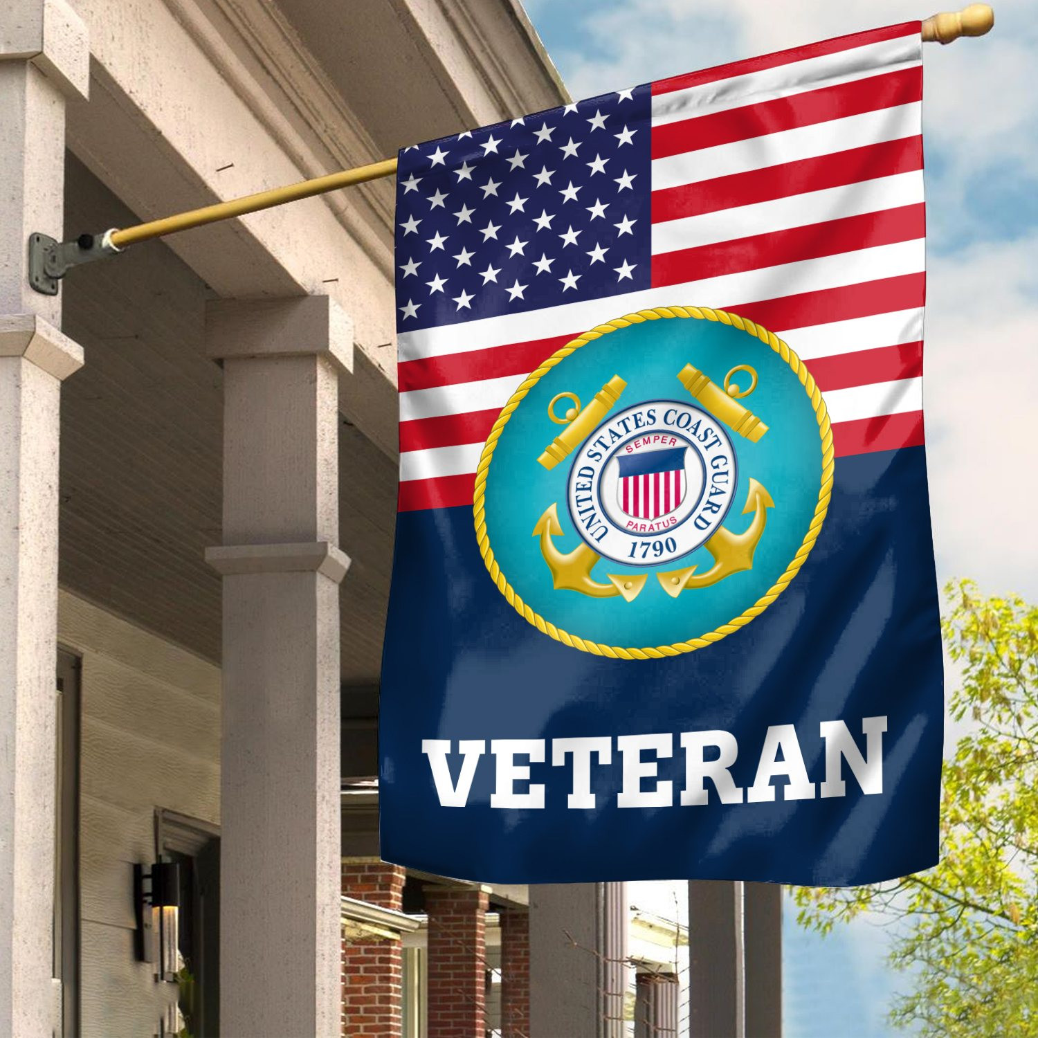 Premium USCG Veteran Flag VPVC111905, Custom Name, Rank, Year, Gift For Coast Guard Veteran, American Flag, Patriotic Flag, Garden Flag, House Flag, Gifts On Father’s Day, Independence Day, Veterans Day