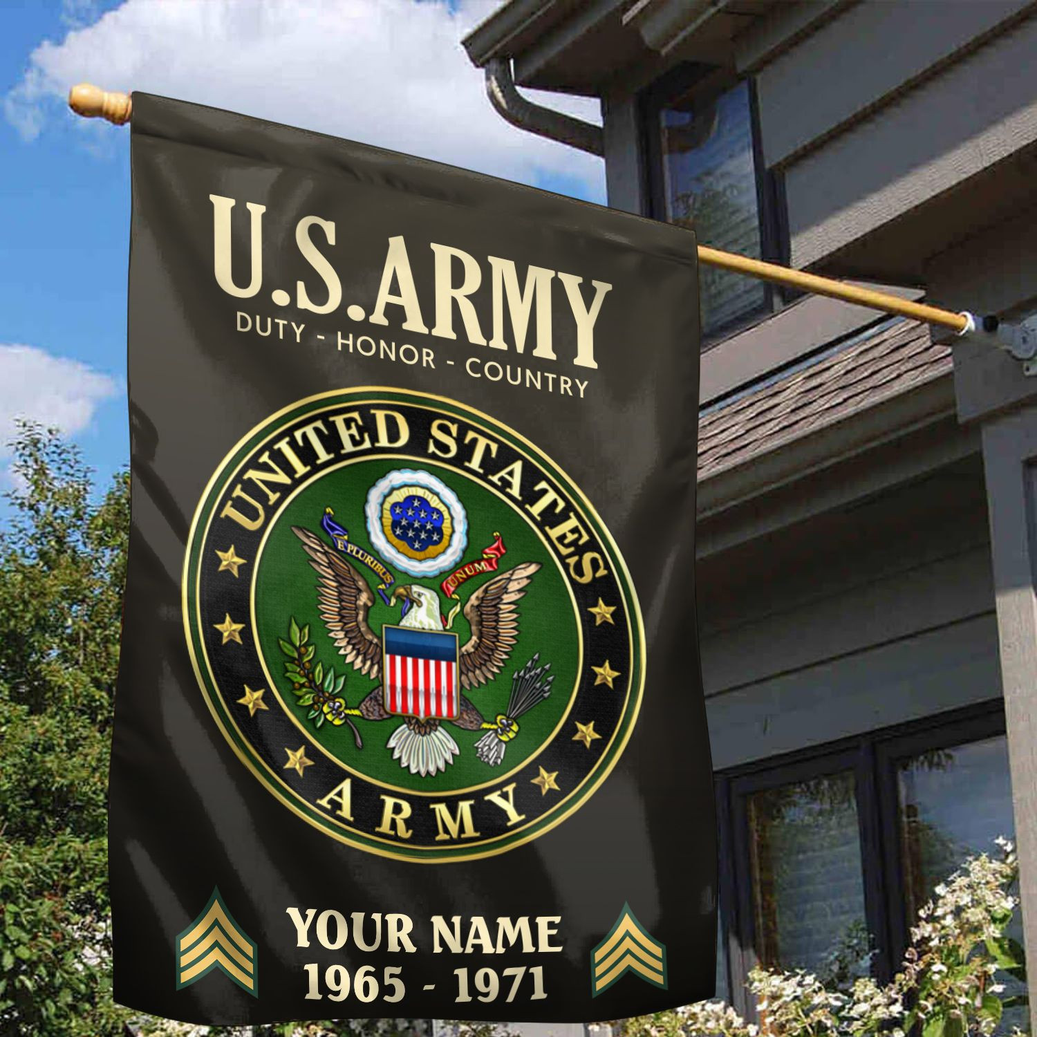 US Army Flag VPVC112210, Custom Name, Rank, Year, Gift For Army Veteran, American Flag, Patriotic Flag, Garden Flag, House Flag