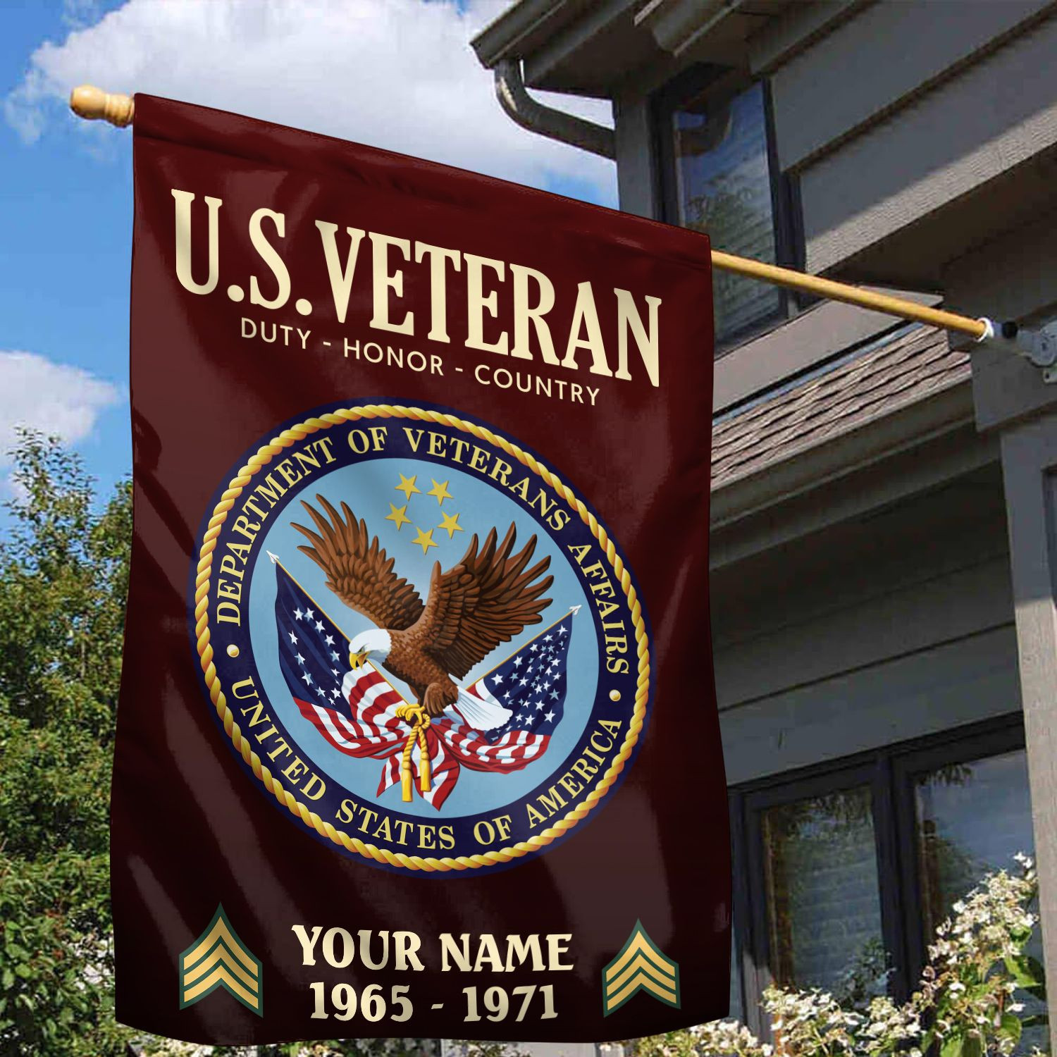 US Veteran Flag VPVC112207, Custom Name, Rank, Year, Gift For US Veteran, American Flag, Patriotic Flag, Garden Flag, House Flag
